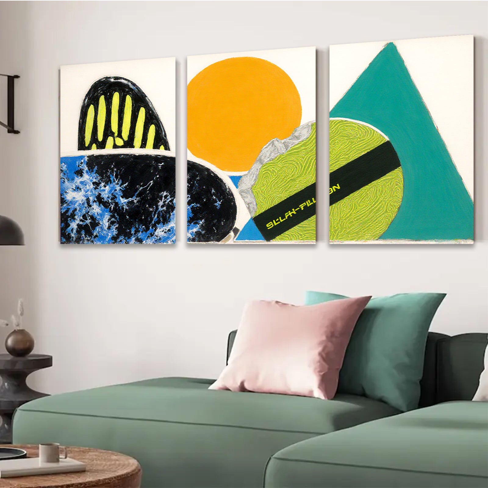 2D flat 1pc Modern Abstract Geometric Canvas Wall Art Decor Living Room Bedroom Office Gallery Wrapped Ready to Hang Farmhouse Style