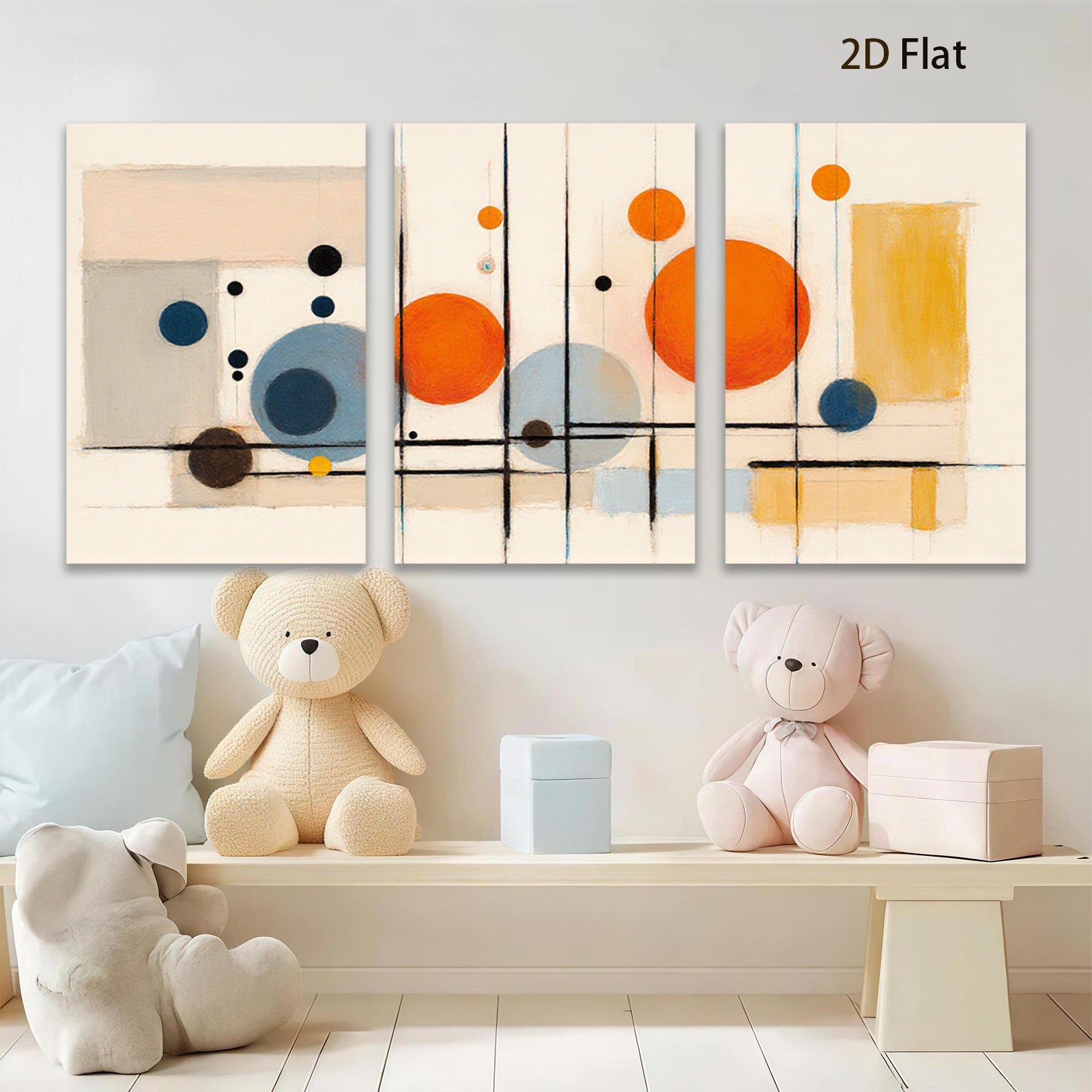 2D flat 1pc Modern Abstract Geometric Circles Canvas Wall Art Decor for Living Room Bedroom Office Farmhouse Gallery Wrapped Timeless