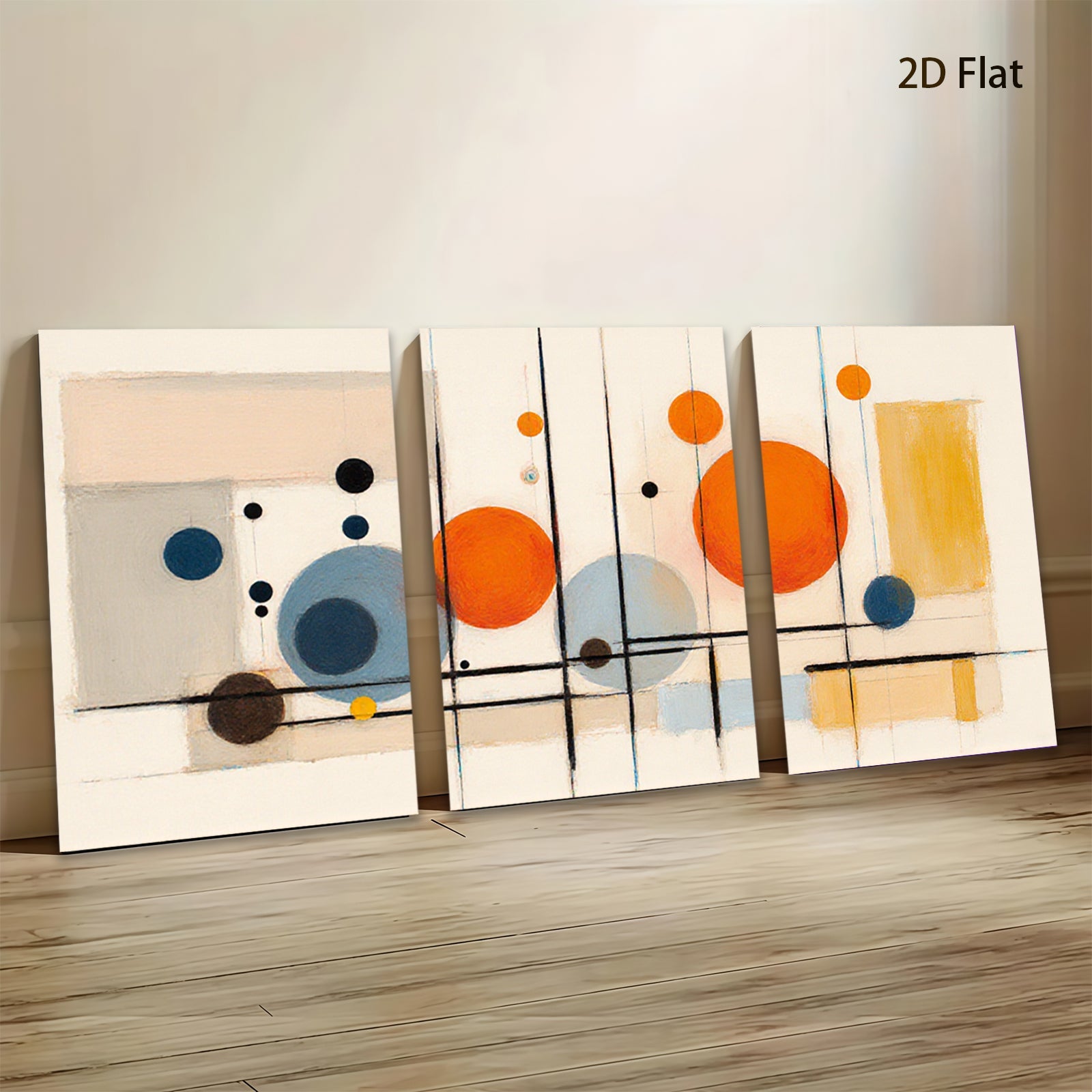 2D flat 1pc Modern Abstract Geometric Circles Canvas Wall Art Decor for Living Room Bedroom Office Farmhouse Gallery Wrapped Timeless