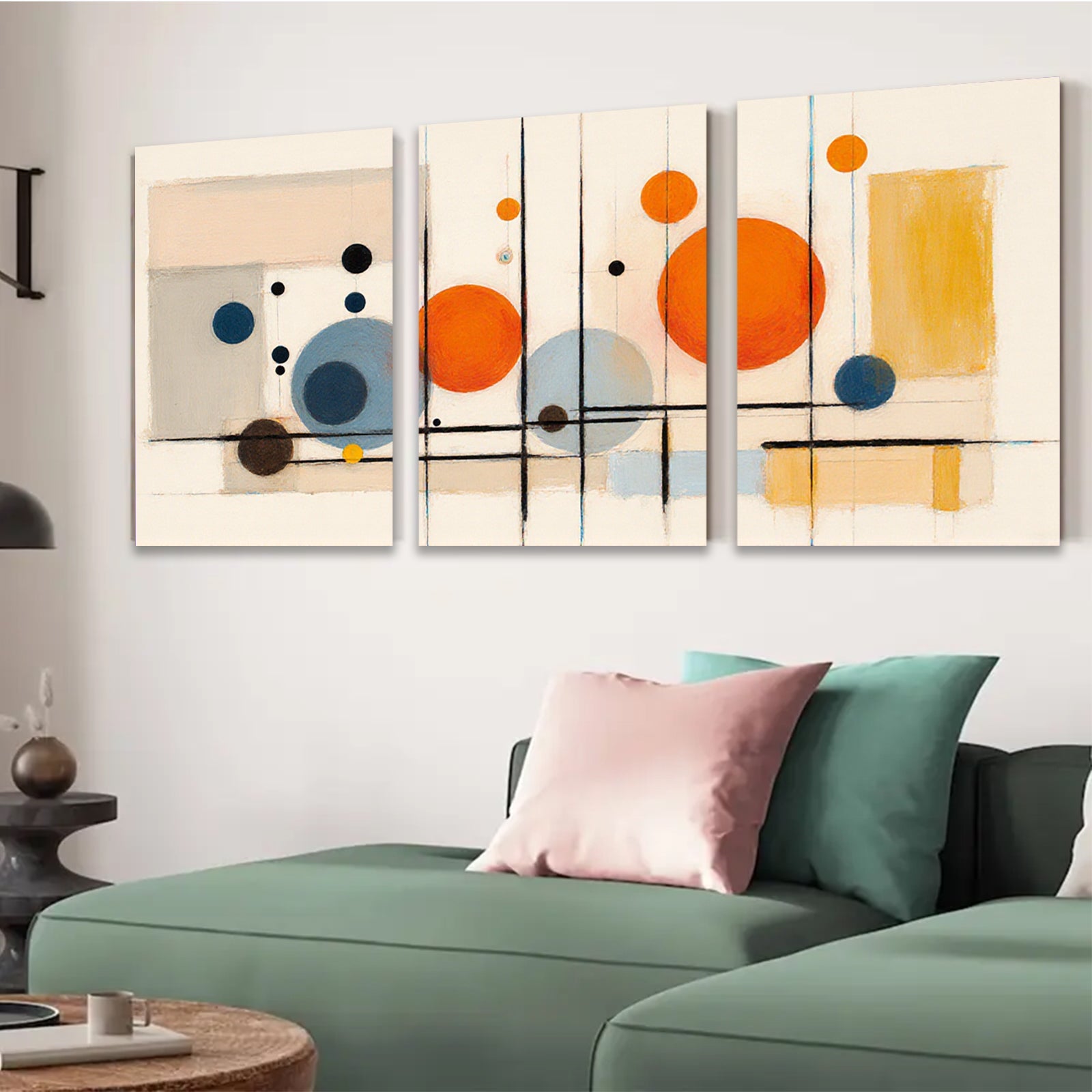 2D flat 1pc Modern Abstract Geometric Circles Canvas Wall Art Decor for Living Room Bedroom Office Farmhouse Gallery Wrapped Timeless