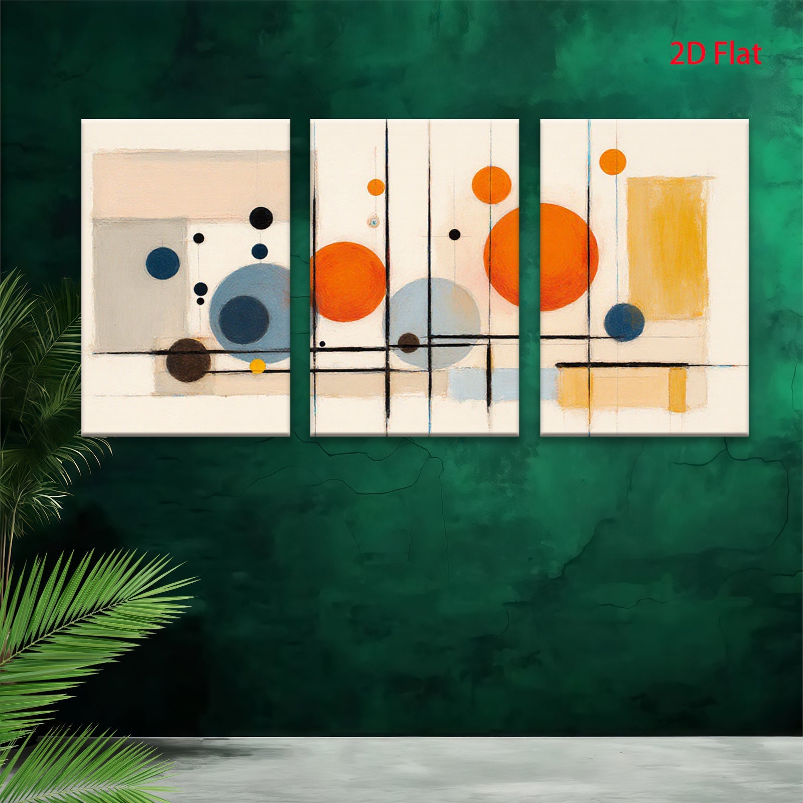 2D flat 1pc Modern Abstract Geometric Circles Canvas Wall Art Decor for Living Room Bedroom Office Farmhouse Gallery Wrapped Timeless