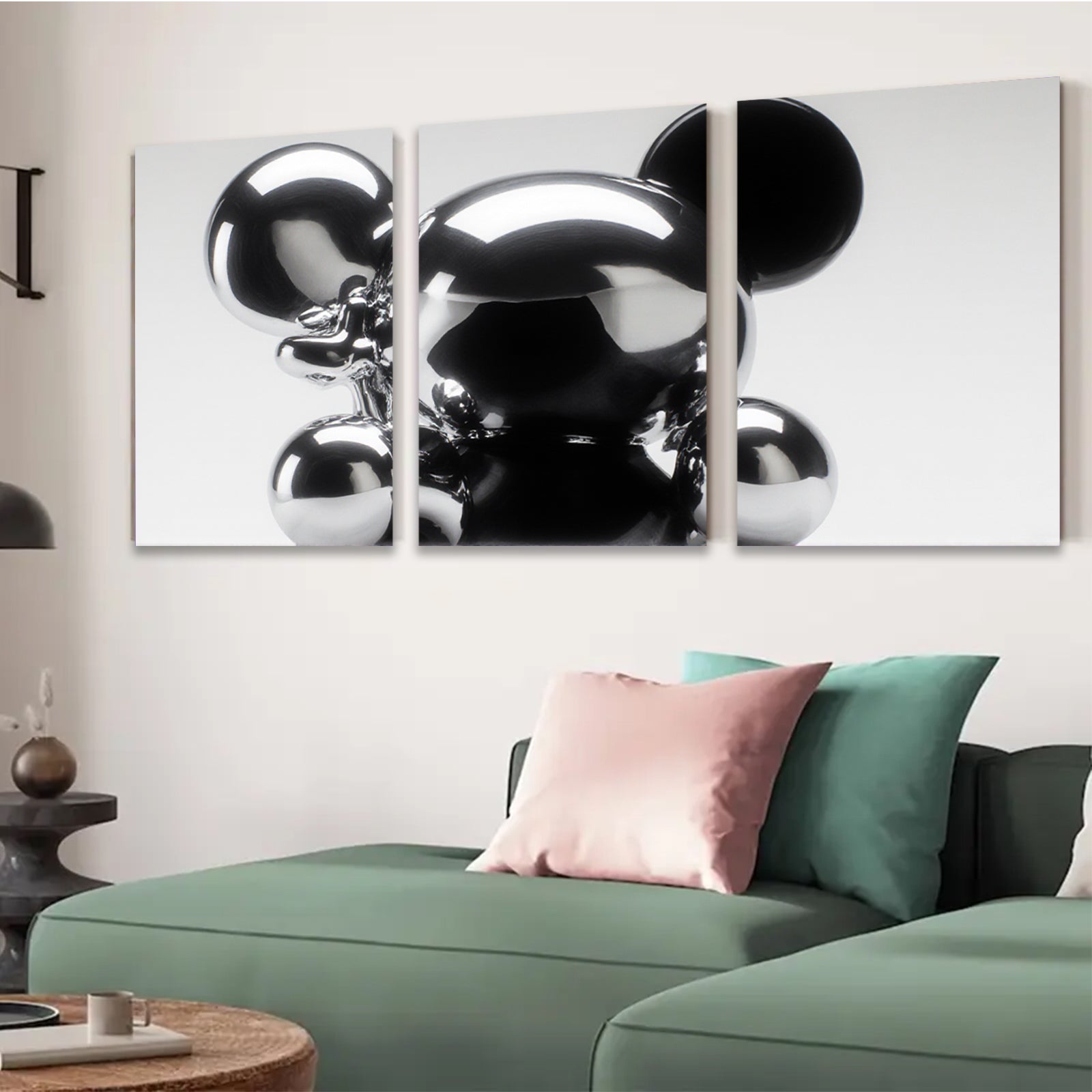 2D flat 1pc Modern Abstract Mickey Mouse Head Wall Art Canvas Prints for Living Room Bedroom Home Decor Gallery Wrapped Tealightful Coastal Farmhouse Style