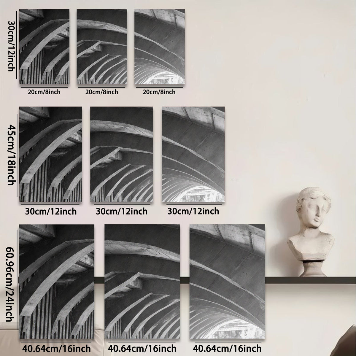 2D flat 1pc Modern Architectural Tunnel Abstract Wall Art Canvas Prints for Living Room Bedroom Office Decor Gallery Wrapped Teal Navy Gray Farmhouse Aesthetic