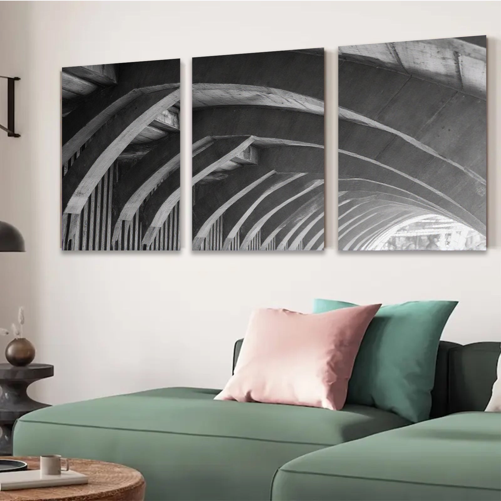 2D flat 1pc Modern Architectural Tunnel Abstract Wall Art Canvas Prints for Living Room Bedroom Office Decor Gallery Wrapped Teal Navy Gray Farmhouse Aesthetic