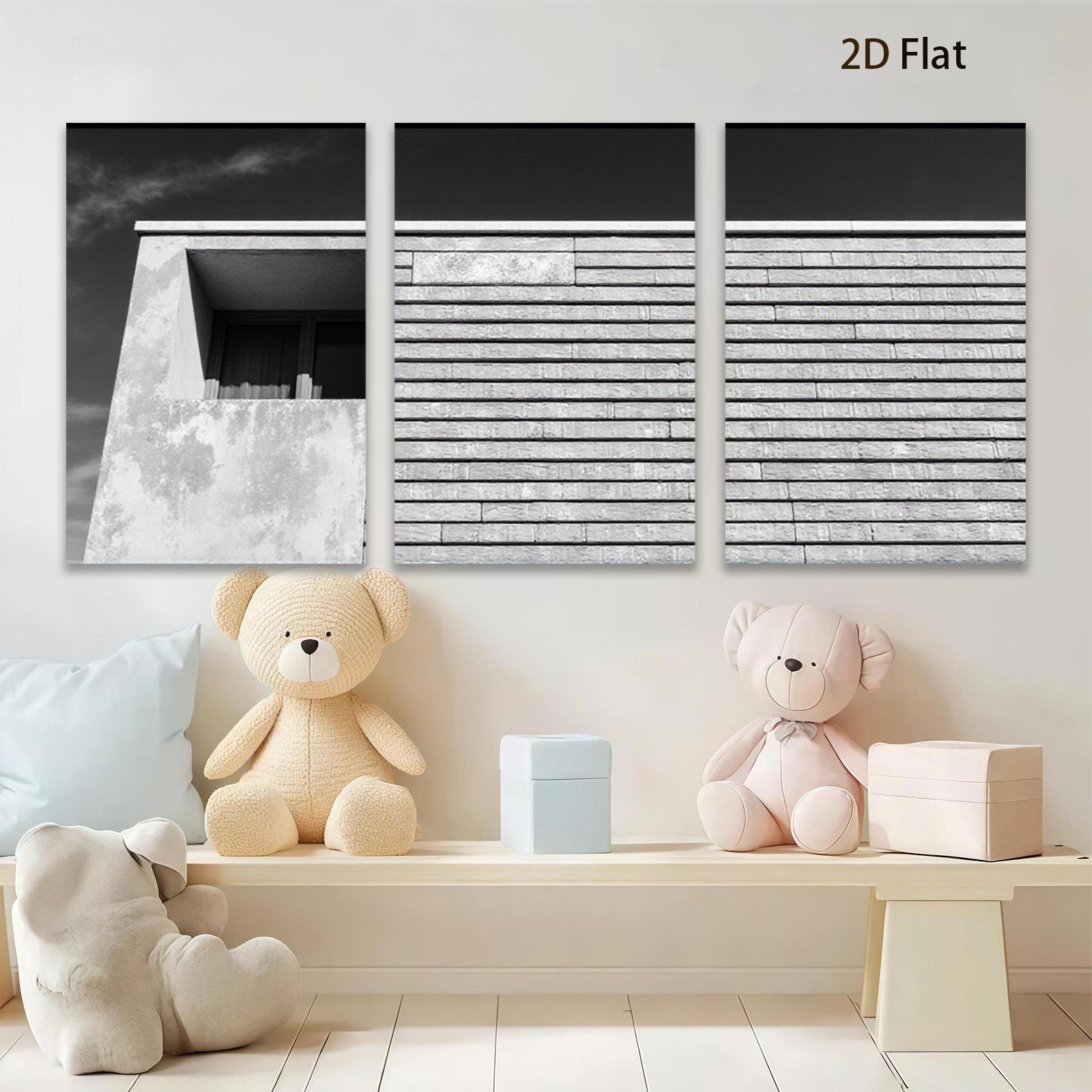 2D flat 1pc Modern Architecture Minimalist Wall Art Canvas Print for Living Room Bedroom Office Decor Farmhouse Aesthetic Gallery Wrapped Ready to Hang