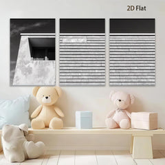 2D flat 1pc Modern Architecture Minimalist Wall Art Canvas Print for Living Room Bedroom Office Decor Farmhouse Aesthetic Gallery Wrapped Ready to Hang