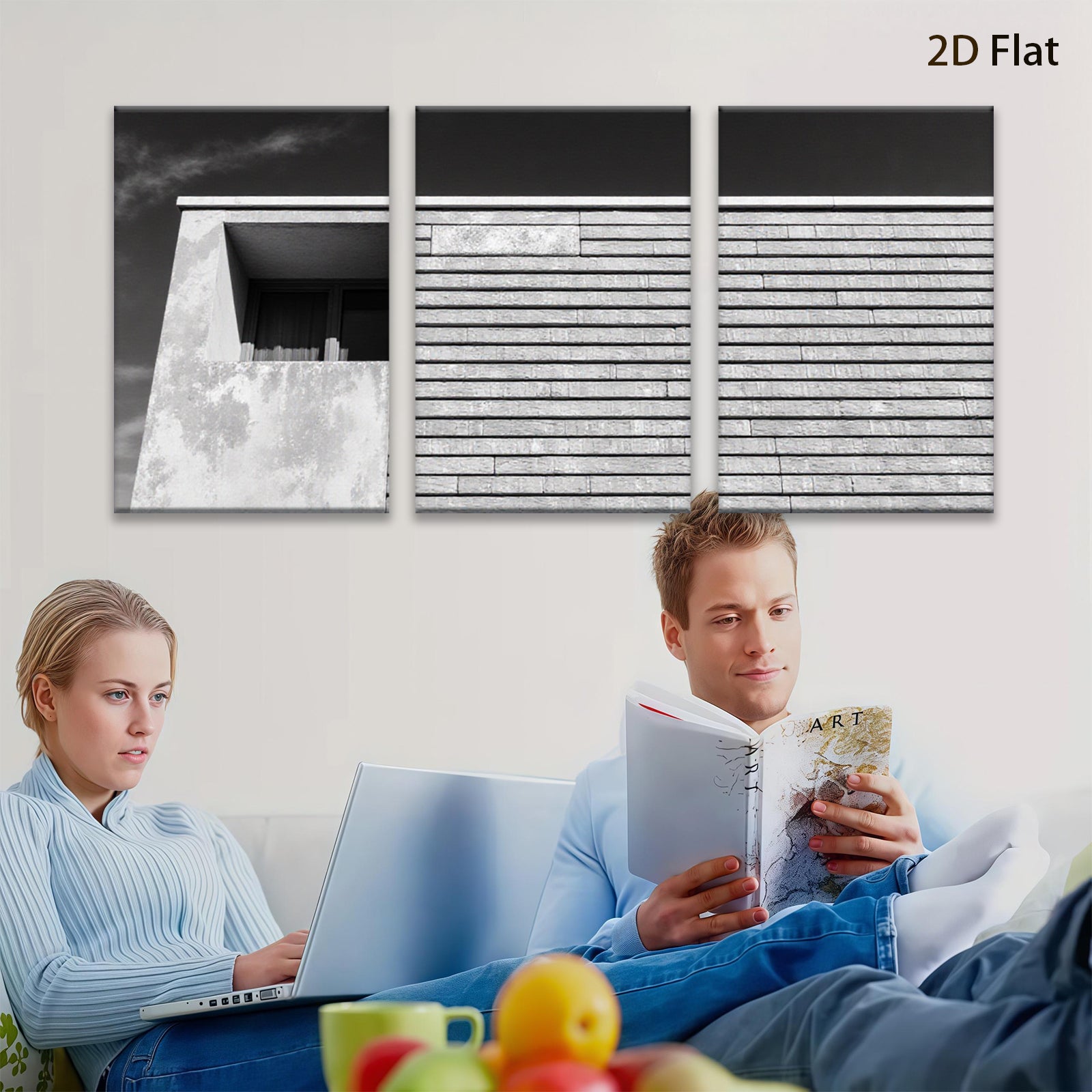 2D flat 1pc Modern Architecture Minimalist Wall Art Canvas Print for Living Room Bedroom Office Decor Farmhouse Aesthetic Gallery Wrapped Ready to Hang