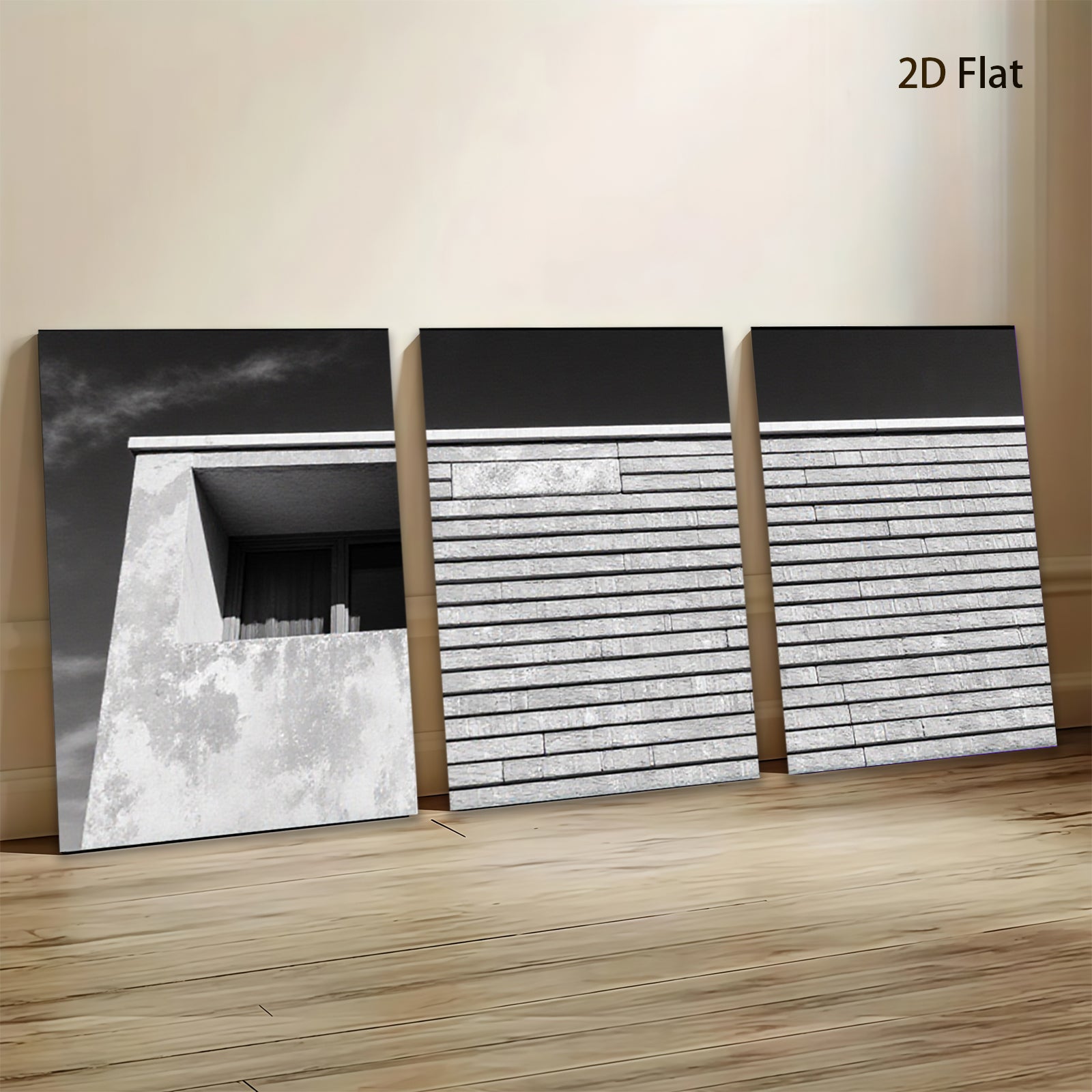 2D flat 1pc Modern Architecture Minimalist Wall Art Canvas Print for Living Room Bedroom Office Decor Farmhouse Aesthetic Gallery Wrapped Ready to Hang