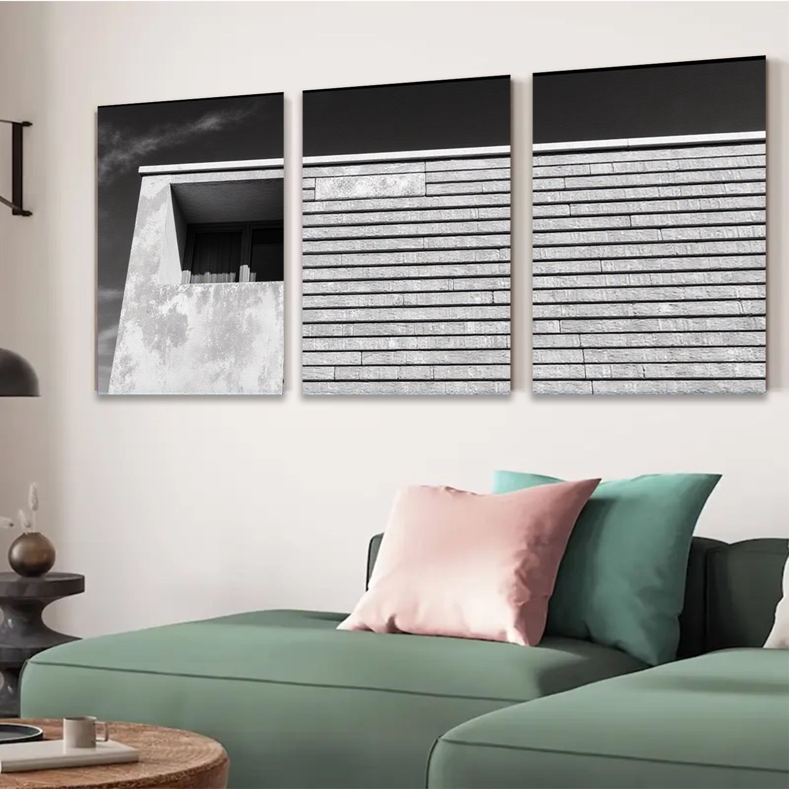 2D flat 1pc Modern Architecture Minimalist Wall Art Canvas Print for Living Room Bedroom Office Decor Farmhouse Aesthetic Gallery Wrapped Ready to Hang
