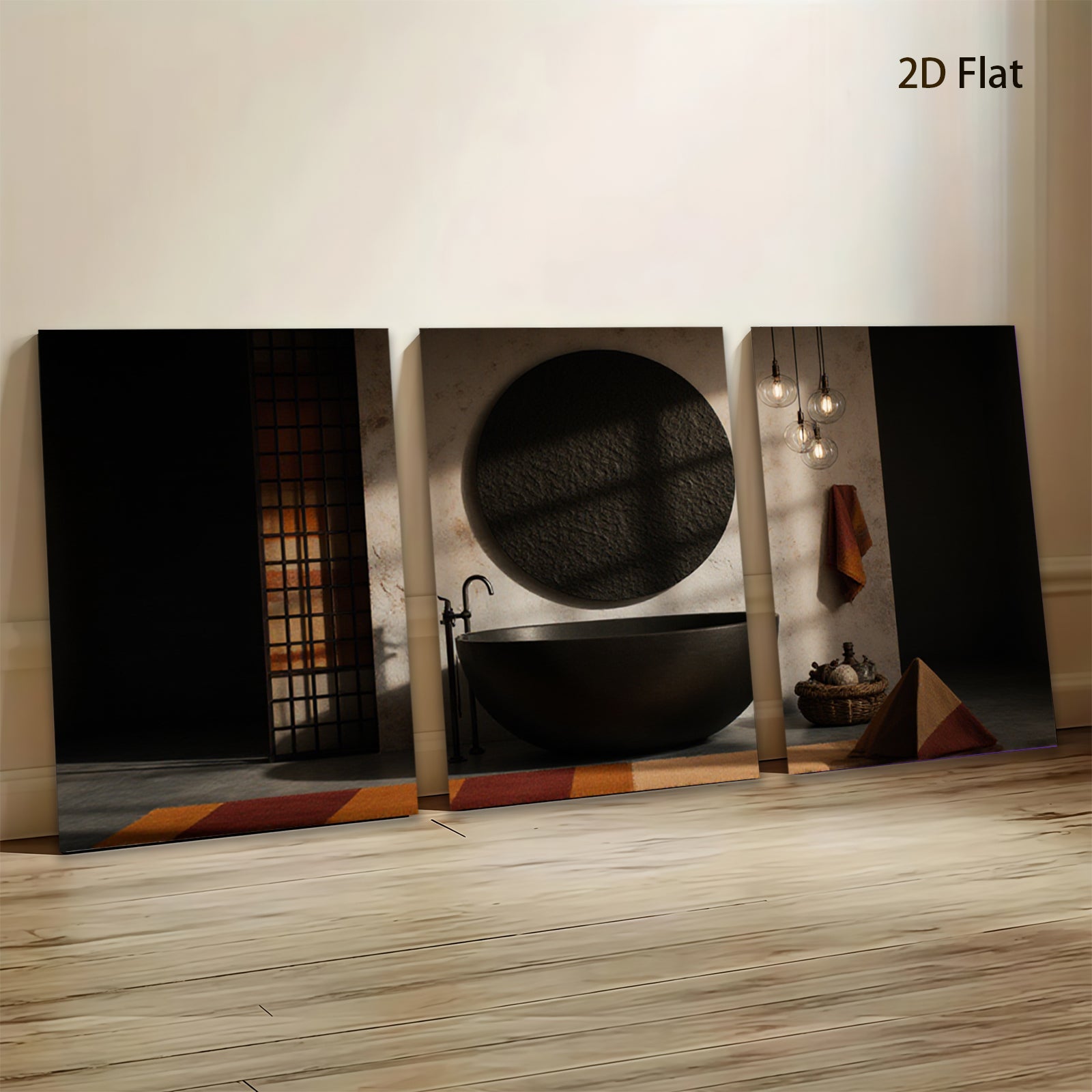 2D flat 1pc Modern Bathroom Art Abstract Tub Scene Spa Wall Decor Living Room Bedroom Gallery Wrapped Canvas Print Coastal Farmhouse Style
