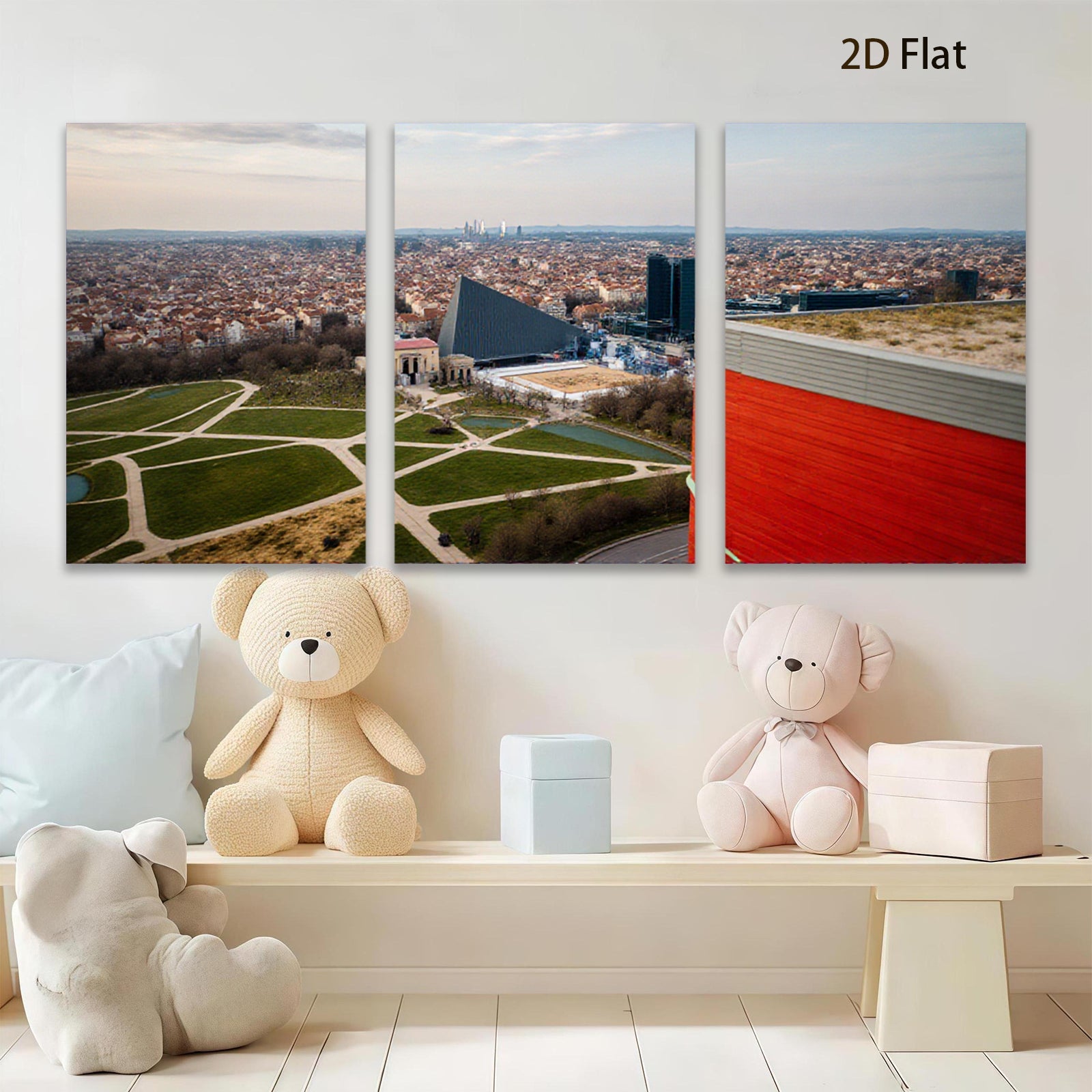 2D flat 1pc Modern Cityscape Abstract Wall Art Canvas Prints for Living Room Bedroom Office Decor farmhouse style gallery wrapped ready to hang large size
