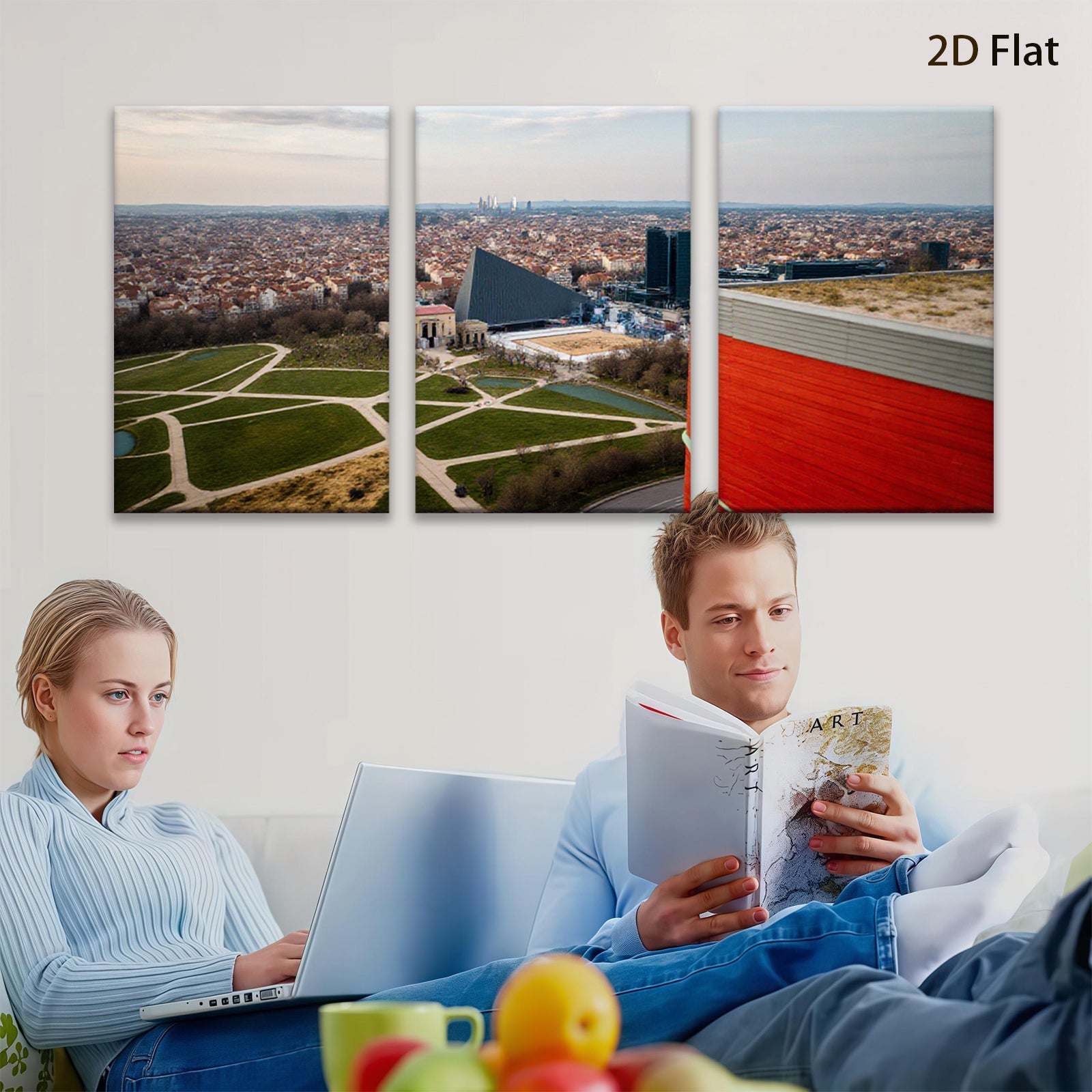 2D flat 1pc Modern Cityscape Abstract Wall Art Canvas Prints for Living Room Bedroom Office Decor farmhouse style gallery wrapped ready to hang large size