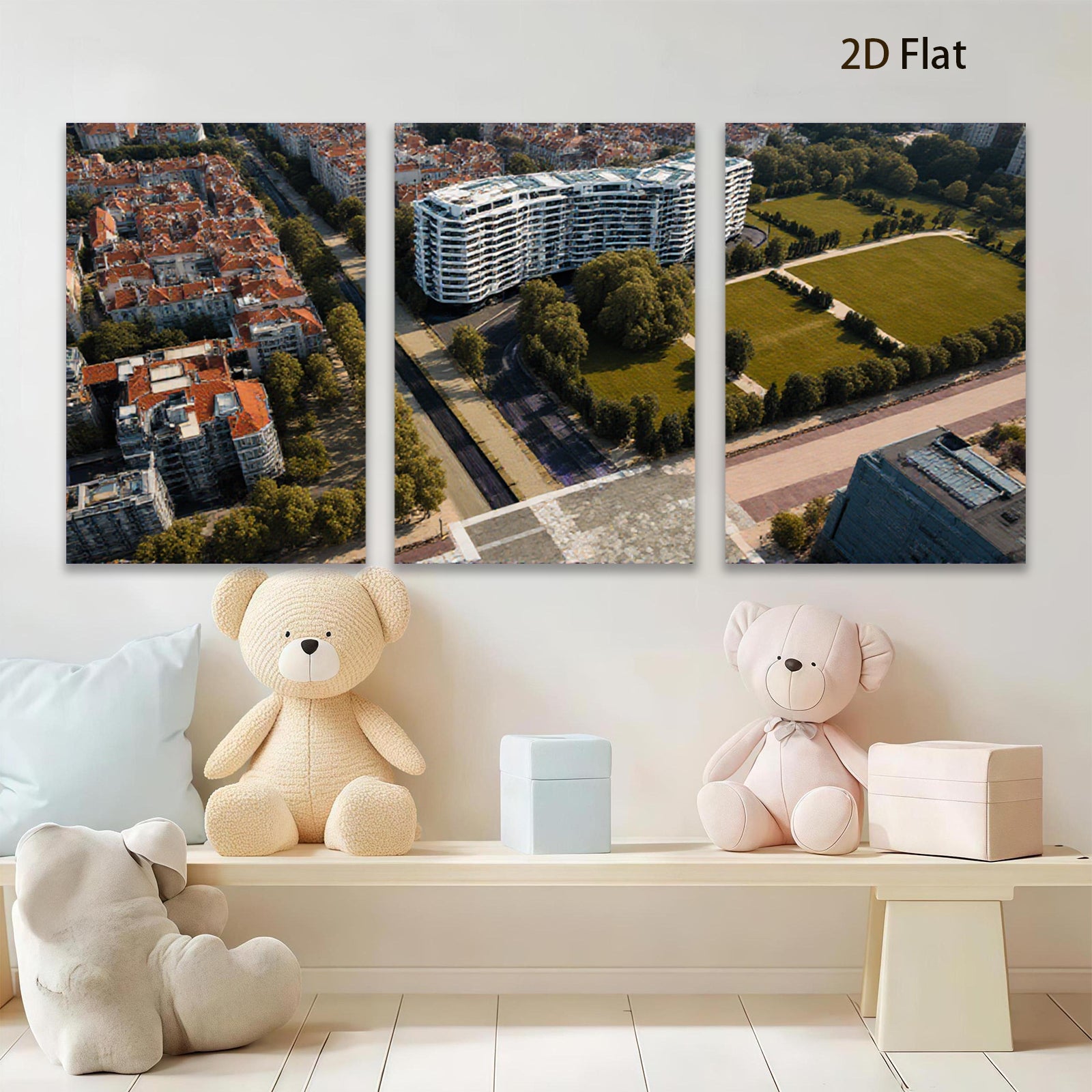 2D flat 1pc Modern Cityscape Aerial View Living Room Bedroom Wall Decor Art Prints Canvas Paintings Farmhouse Style Coastal Home Décor
