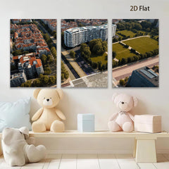 2D flat 1pc Modern Cityscape Aerial View Living Room Bedroom Wall Decor Art Prints Canvas Paintings Farmhouse Style Coastal Home Décor