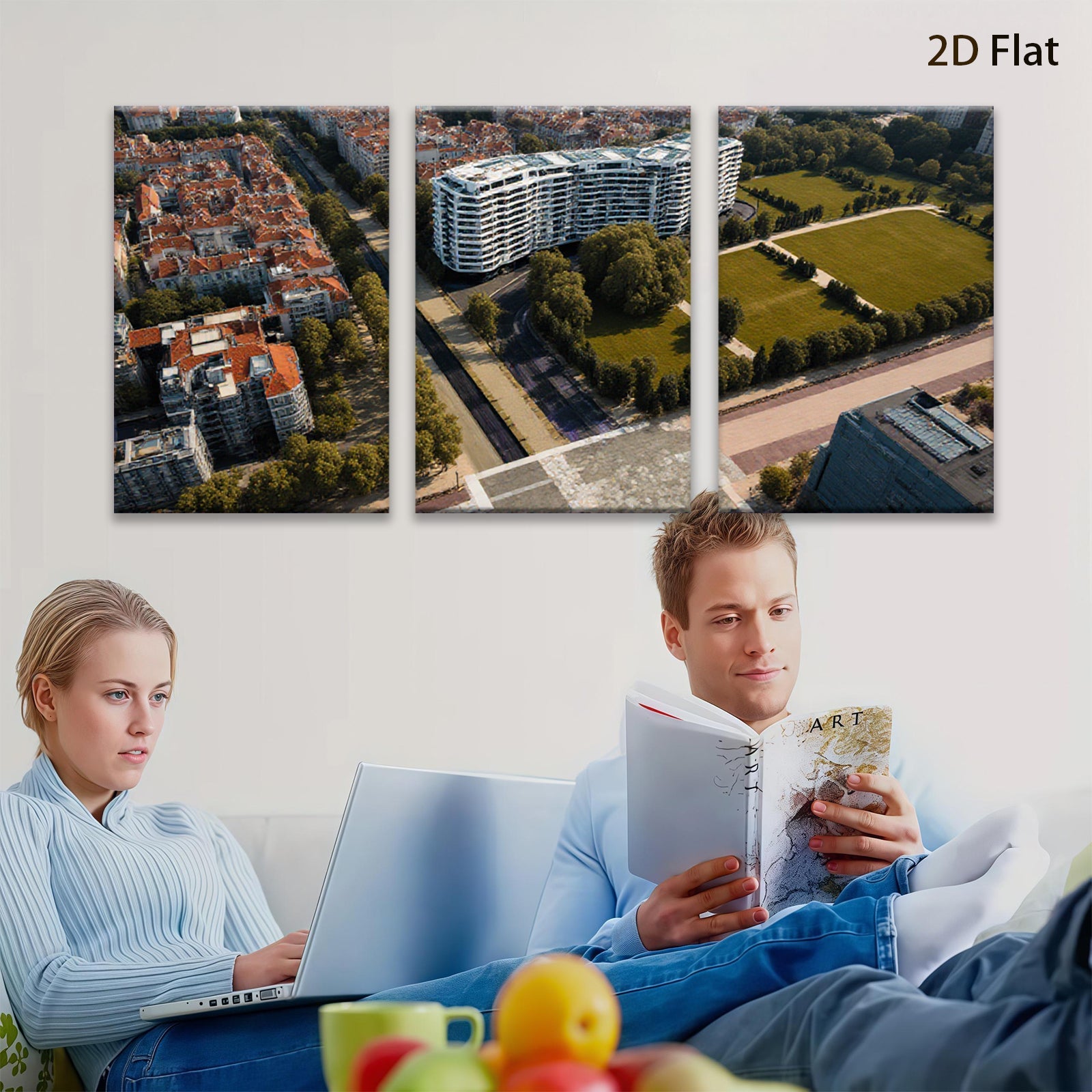 2D flat 1pc Modern Cityscape Aerial View Living Room Bedroom Wall Decor Art Prints Canvas Paintings Farmhouse Style Coastal Home Décor
