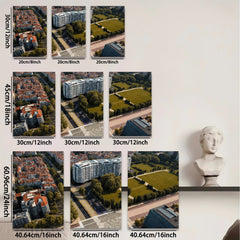 2D flat 1pc Modern Cityscape Aerial View Living Room Bedroom Wall Decor Art Prints Canvas Paintings Farmhouse Style Coastal Home Décor