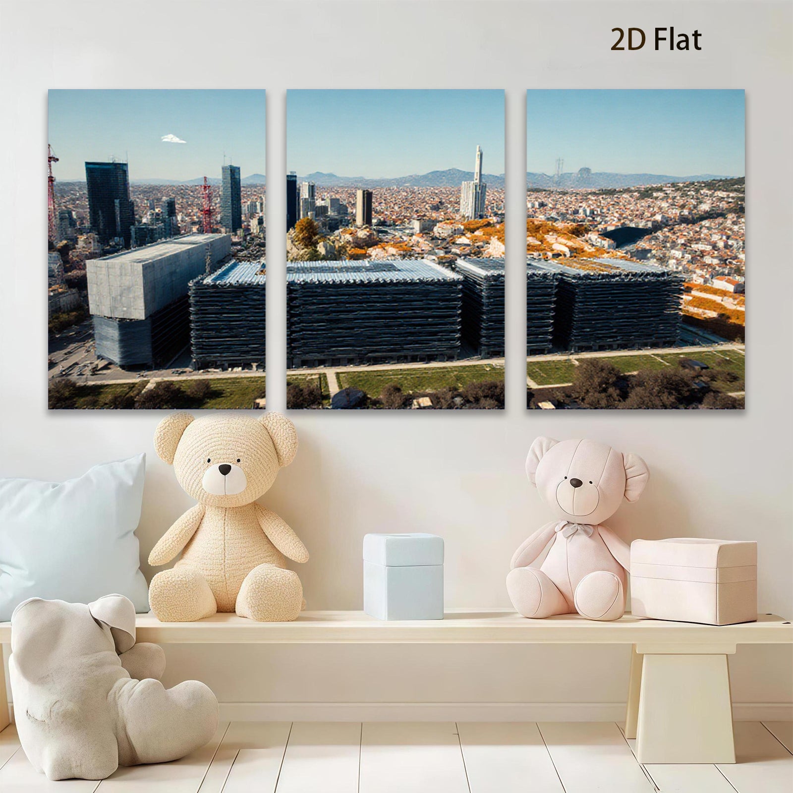 2D flat 1pc Modern Cityscape Barcelona View Wall Art Living Room Bedroom Decor Gallery Wrapped Canvas Prints for Home Office Rustic Farmhouse Coastal Style