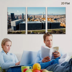 2D flat 1pc Modern Cityscape Barcelona View Wall Art Living Room Bedroom Decor Gallery Wrapped Canvas Prints for Home Office Rustic Farmhouse Coastal Style