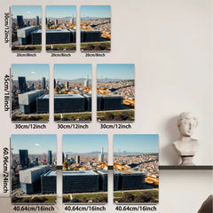 2D flat 1pc Modern Cityscape Barcelona View Wall Art Living Room Bedroom Decor Gallery Wrapped Canvas Prints for Home Office Rustic Farmhouse Coastal Style