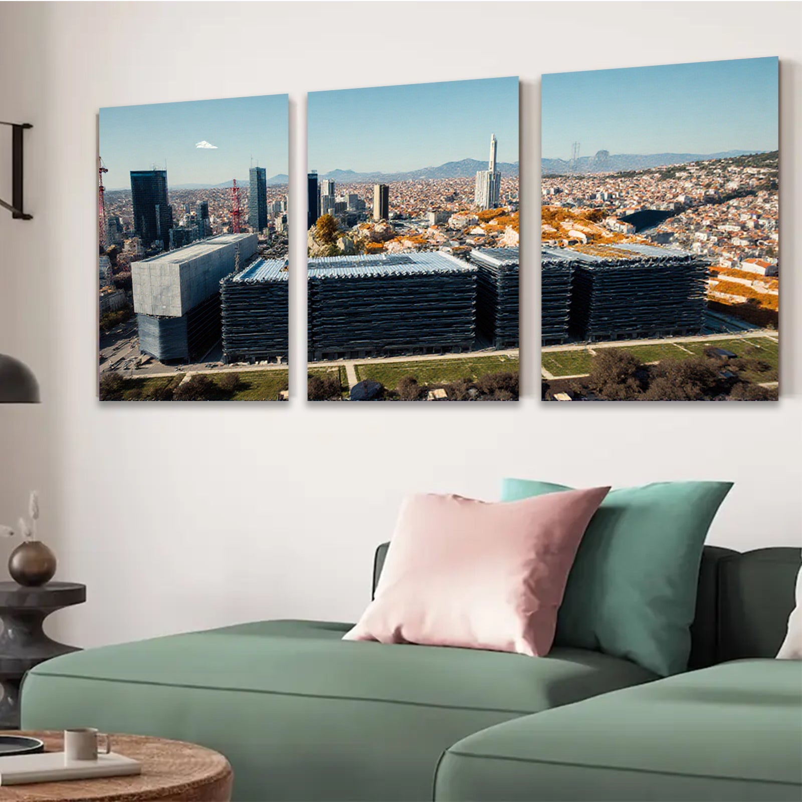 2D flat 1pc Modern Cityscape Barcelona View Wall Art Living Room Bedroom Decor Gallery Wrapped Canvas Prints for Home Office Rustic Farmhouse Coastal Style