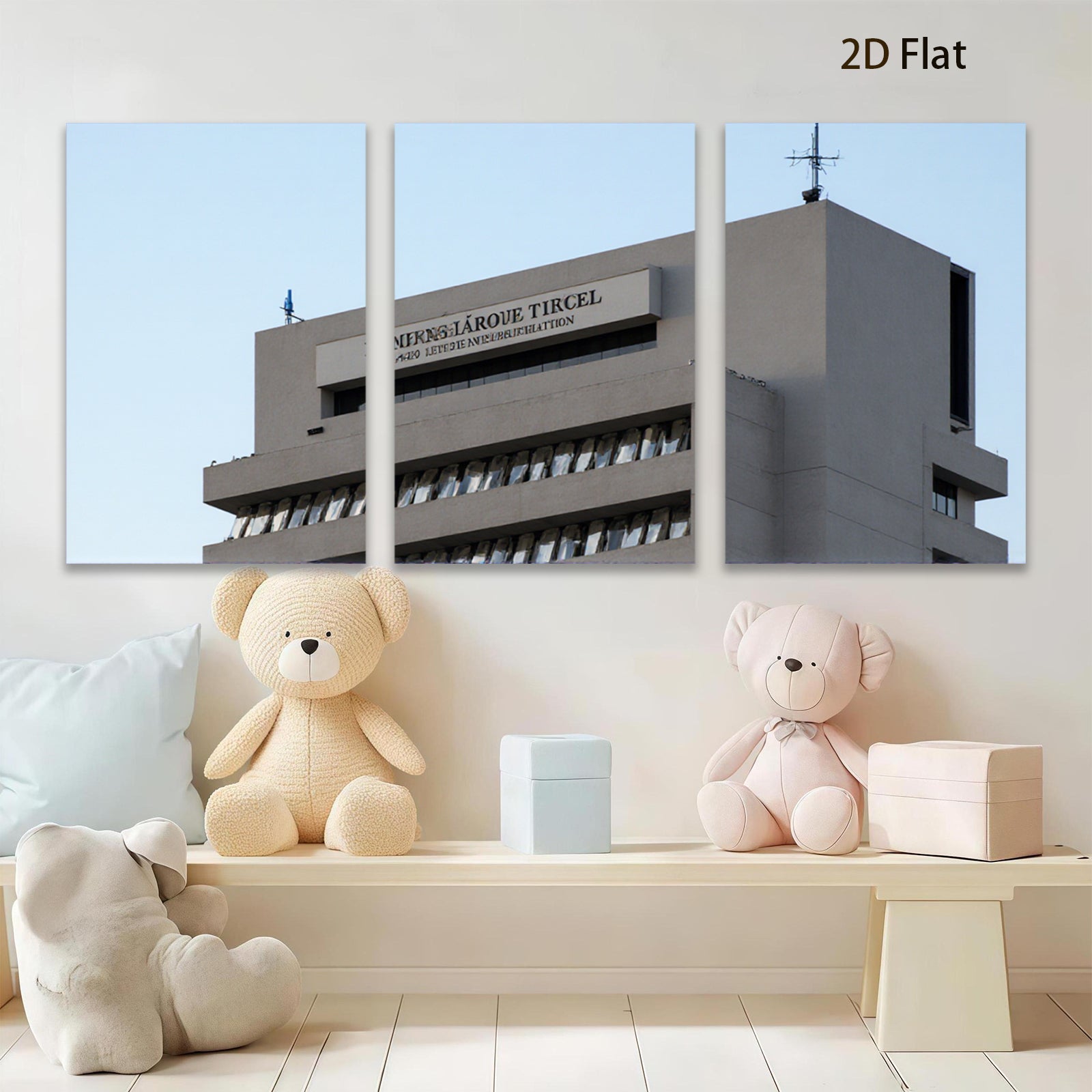 2D flat 1pc Modern Cityscape Building Architecture Wall Art Decor Living Room Bedroom Office Canvas Print Large Size Contemporary Home Decorations Farmhouse Style