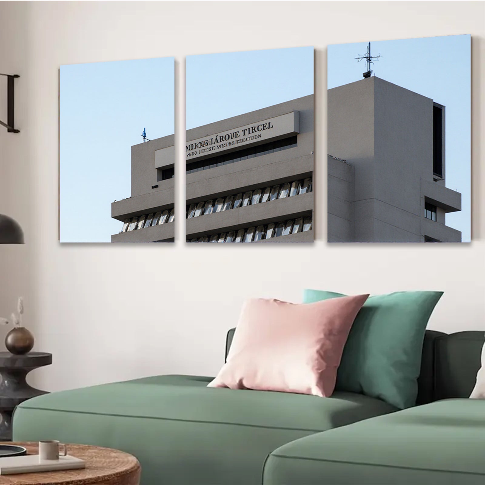 2D flat 1pc Modern Cityscape Building Architecture Wall Art Decor Living Room Bedroom Office Canvas Print Large Size Contemporary Home Decorations Farmhouse Style