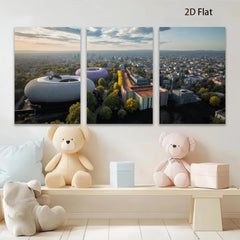 2D flat 1pc Modern Cityscape European Architecture Wall Art Living Room Bedroom Decor Gallery Wrapped Canvas Prints for Home Office Coastal Farmhouse Rustic Style