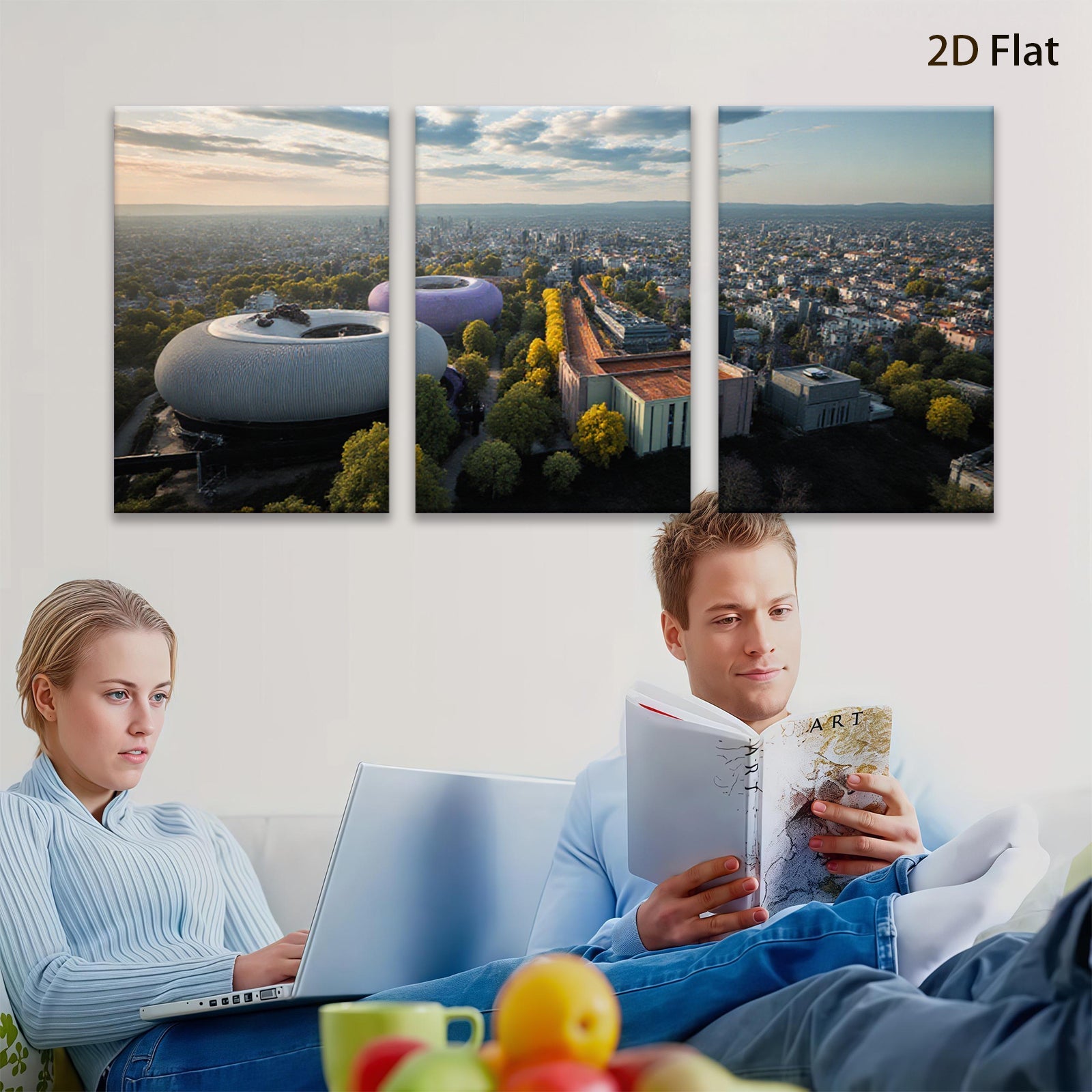 2D flat 1pc Modern Cityscape European Architecture Wall Art Living Room Bedroom Decor Gallery Wrapped Canvas Prints for Home Office Coastal Farmhouse Rustic Style