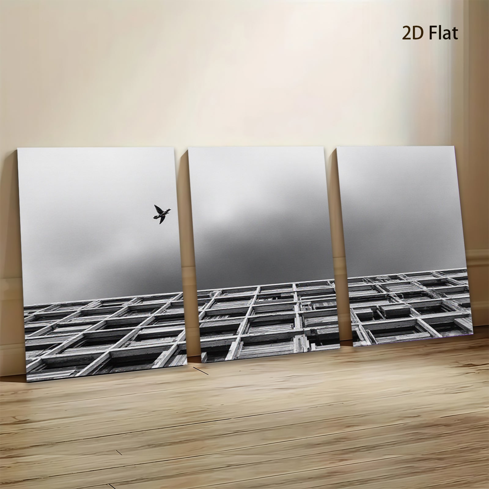 2D flat 1pc Modern Cityscape Minimalist Bird Flight Wall Art for Living Room Bedroom Office Decor Canvas Prints Framed Ready to Hang Gallery Wrapped Timeless Design
