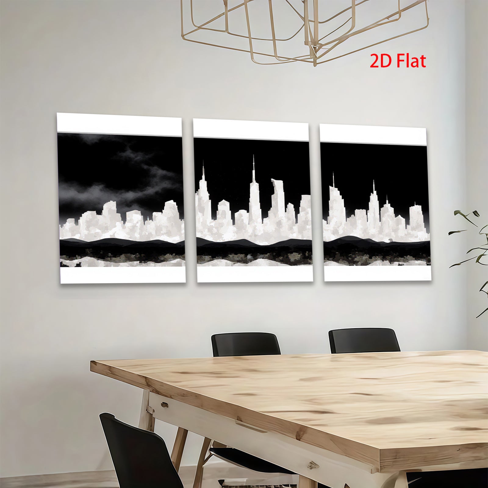 2D flat 1pc Modern Cityscape Wall Art Canvas Prints for Living Room Bedroom Home Decor Gallery Wrapped Teal Blue Gold Minimalist
