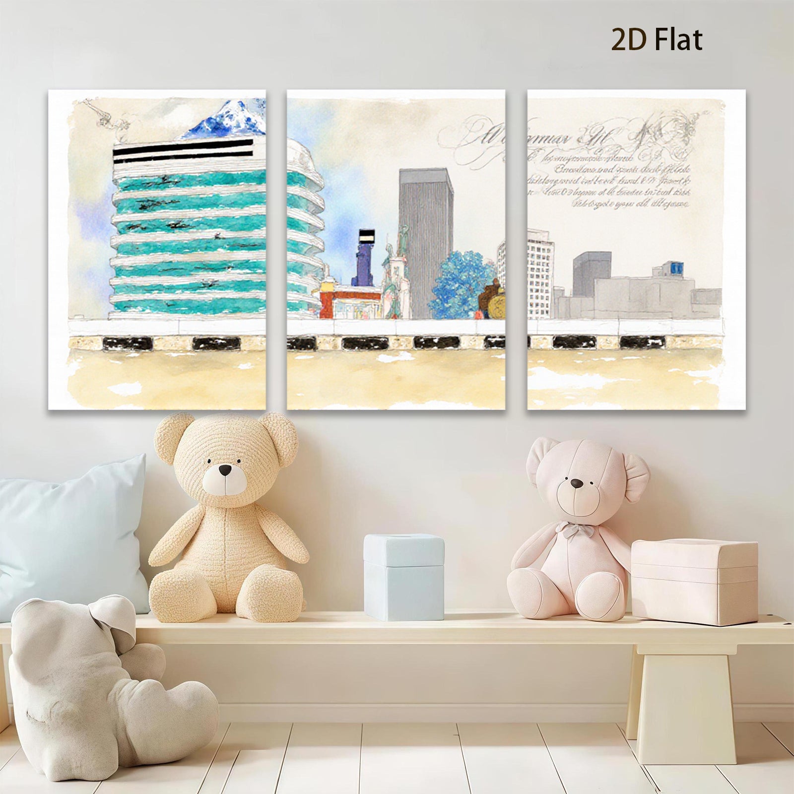 2D flat 1pc Modern Cityscape Wall Art Vibrant Urban Living Room Bedroom Home Decor Gallery Wrapped Canvas Print Stylish Artwork for Office Space Contemporary Design
