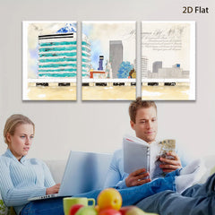 2D flat 1pc Modern Cityscape Wall Art Vibrant Urban Living Room Bedroom Home Decor Gallery Wrapped Canvas Print Stylish Artwork for Office Space Contemporary Design