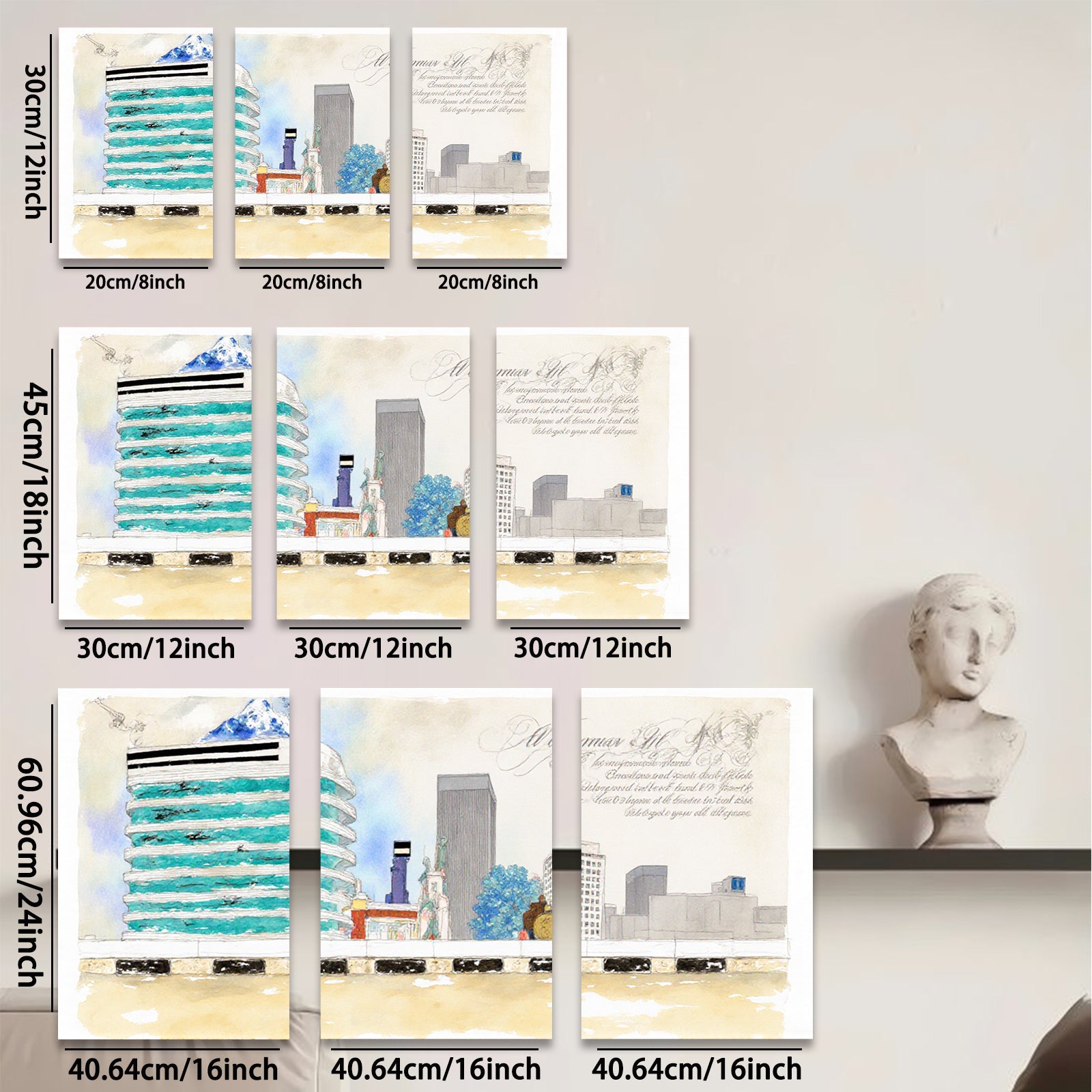 2D flat 1pc Modern Cityscape Wall Art Vibrant Urban Living Room Bedroom Home Decor Gallery Wrapped Canvas Print Stylish Artwork for Office Space Contemporary Design