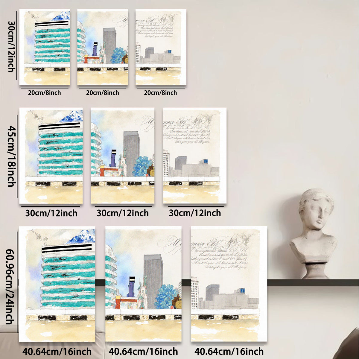 2D flat 1pc Modern Cityscape Wall Art Vibrant Urban Living Room Bedroom Home Decor Gallery Wrapped Canvas Print Stylish Artwork for Office Space Contemporary Design