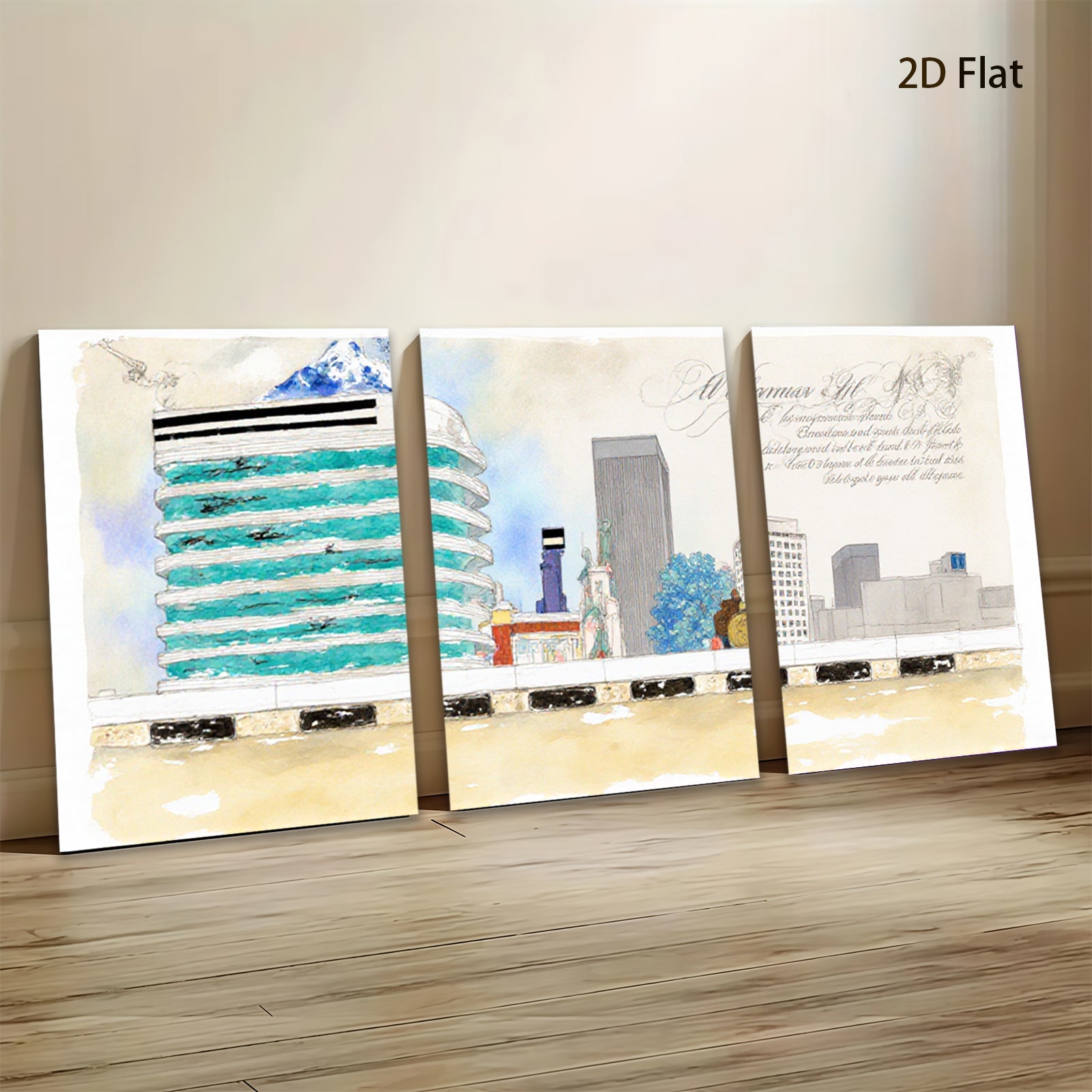 2D flat 1pc Modern Cityscape Wall Art Vibrant Urban Living Room Bedroom Home Decor Gallery Wrapped Canvas Print Stylish Artwork for Office Space Contemporary Design