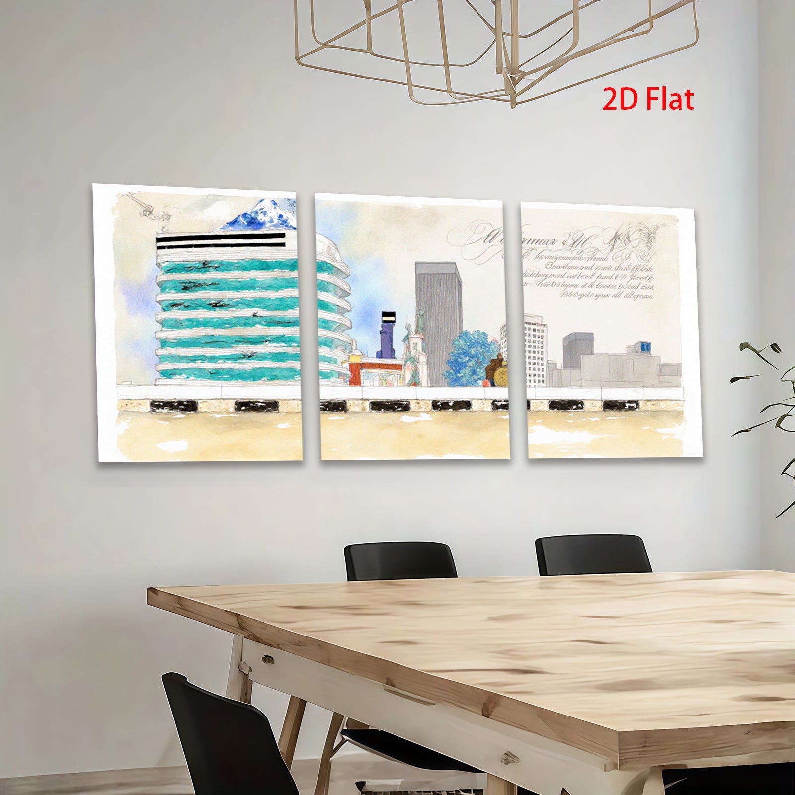 2D flat 1pc Modern Cityscape Wall Art Vibrant Urban Living Room Bedroom Home Decor Gallery Wrapped Canvas Print Stylish Artwork for Office Space Contemporary Design