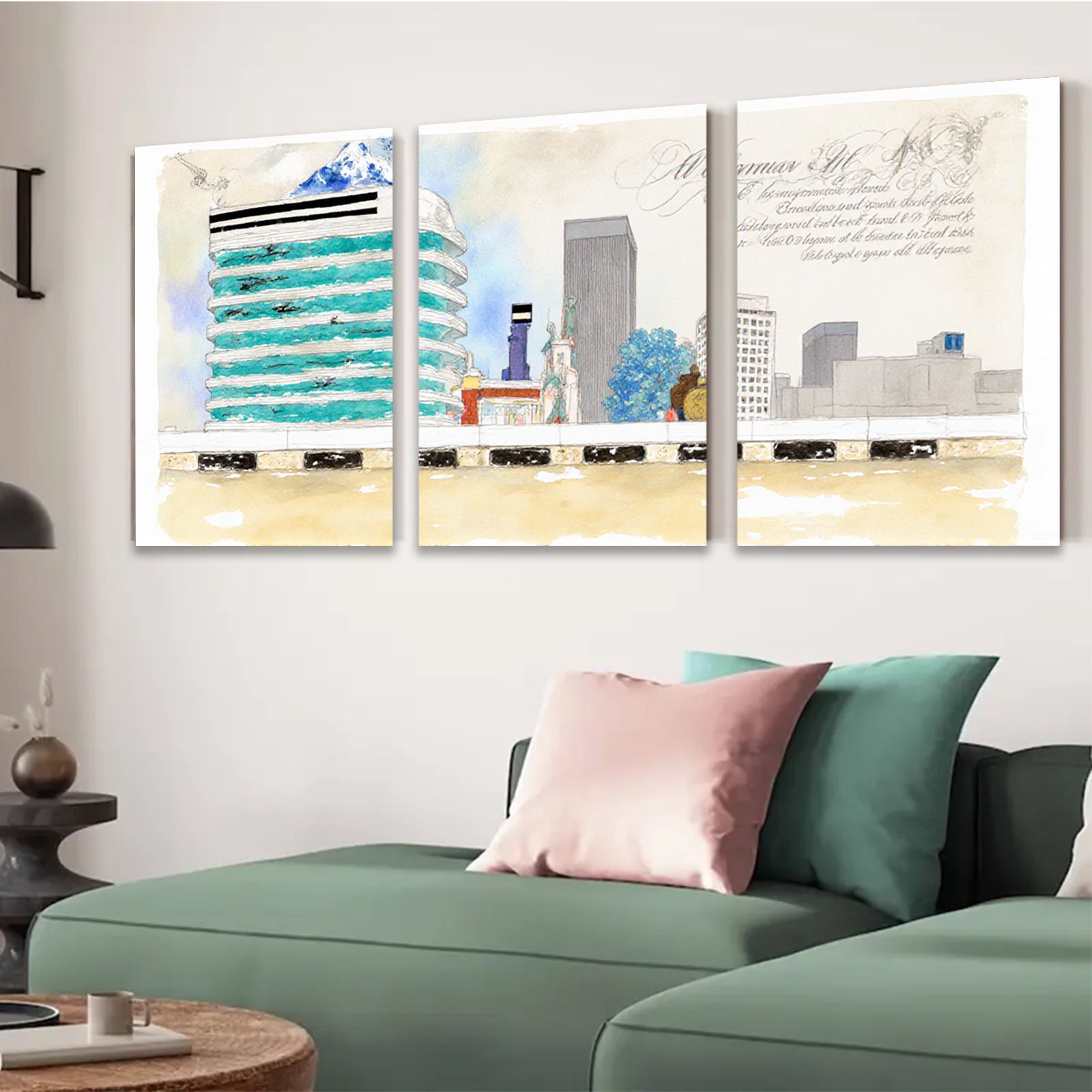 2D flat 1pc Modern Cityscape Wall Art Vibrant Urban Living Room Bedroom Home Decor Gallery Wrapped Canvas Print Stylish Artwork for Office Space Contemporary Design