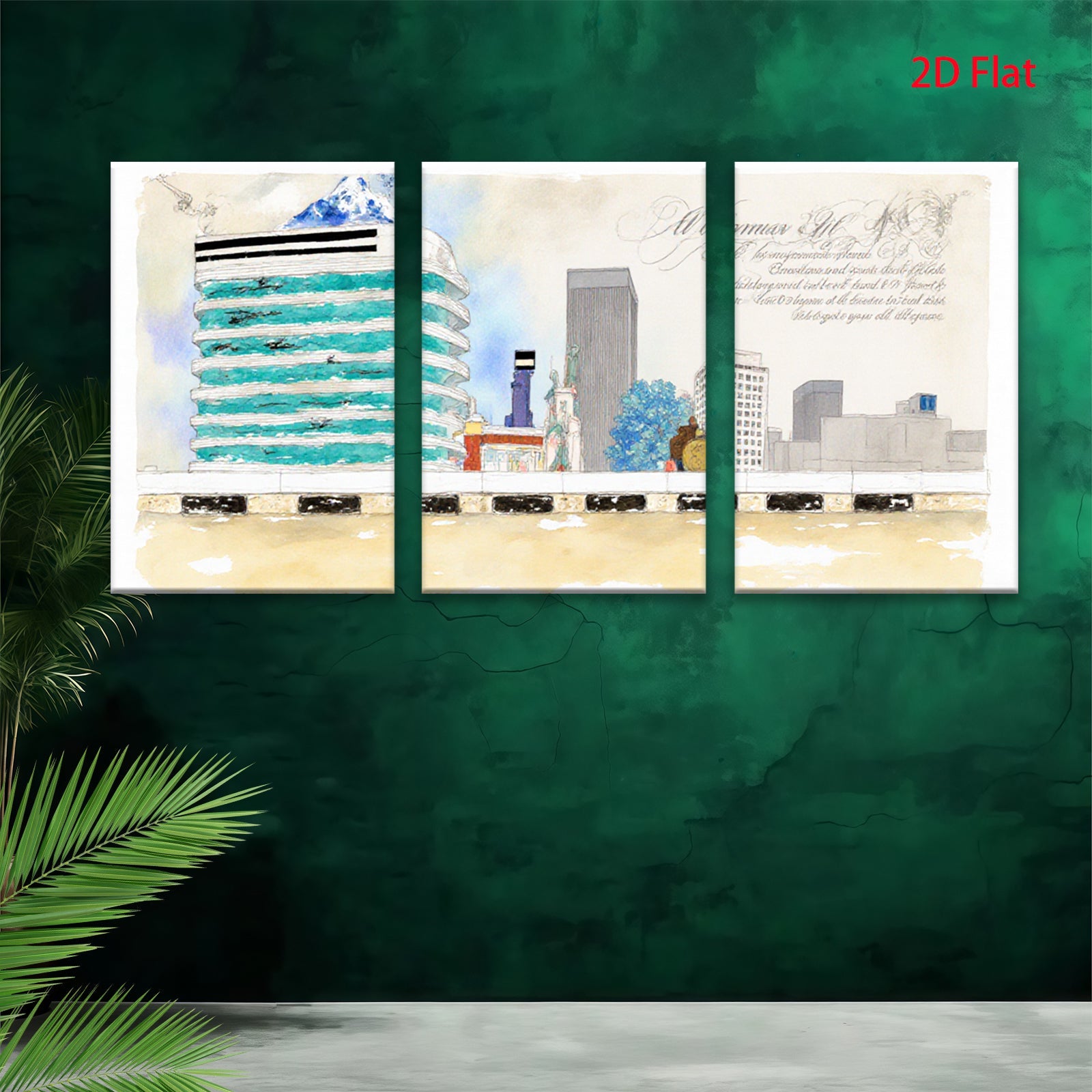 2D flat 1pc Modern Cityscape Wall Art Vibrant Urban Living Room Bedroom Home Decor Gallery Wrapped Canvas Print Stylish Artwork for Office Space Contemporary Design