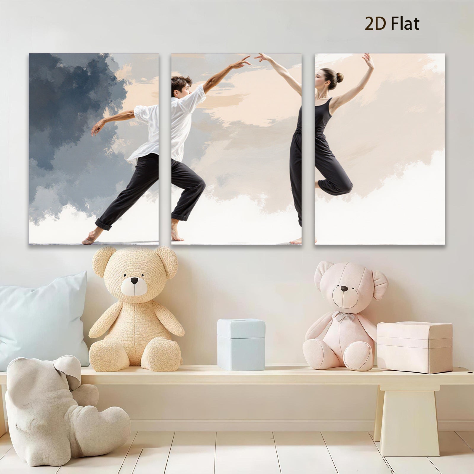2D flat 1pc Modern Dance Duo Abstract Movement Wall Art Living Room Bedroom Decor Gallery Wrapped Canvas Prints Large Size Contemporary Home D��cor Trending Now Stylish Design