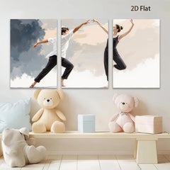 2D flat 1pc Modern Dance Duo Abstract Movement Wall Art Living Room Bedroom Decor Gallery Wrapped Canvas Prints Large Size Contemporary Home D��cor Trending Now Stylish Design