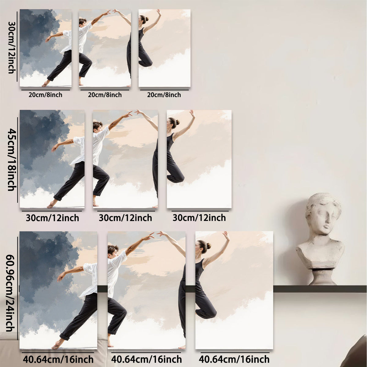2D flat 1pc Modern Dance Duo Abstract Movement Wall Art Living Room Bedroom Decor Gallery Wrapped Canvas Prints Large Size Contemporary Home D��cor Trending Now Stylish Design