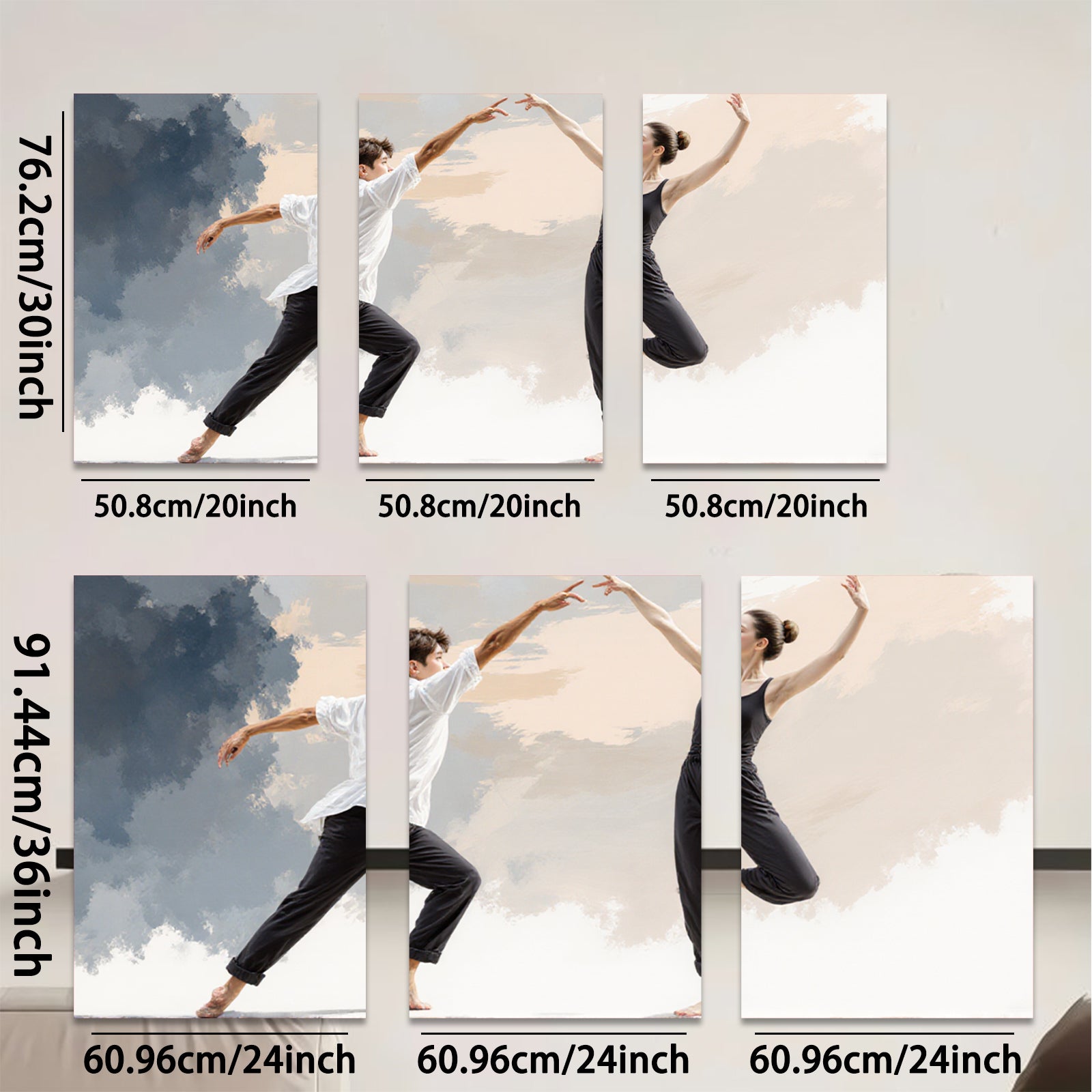 2D flat 1pc Modern Dance Duo Abstract Movement Wall Art Living Room Bedroom Decor Gallery Wrapped Canvas Prints Large Size Contemporary Home D��cor Trending Now Stylish Design