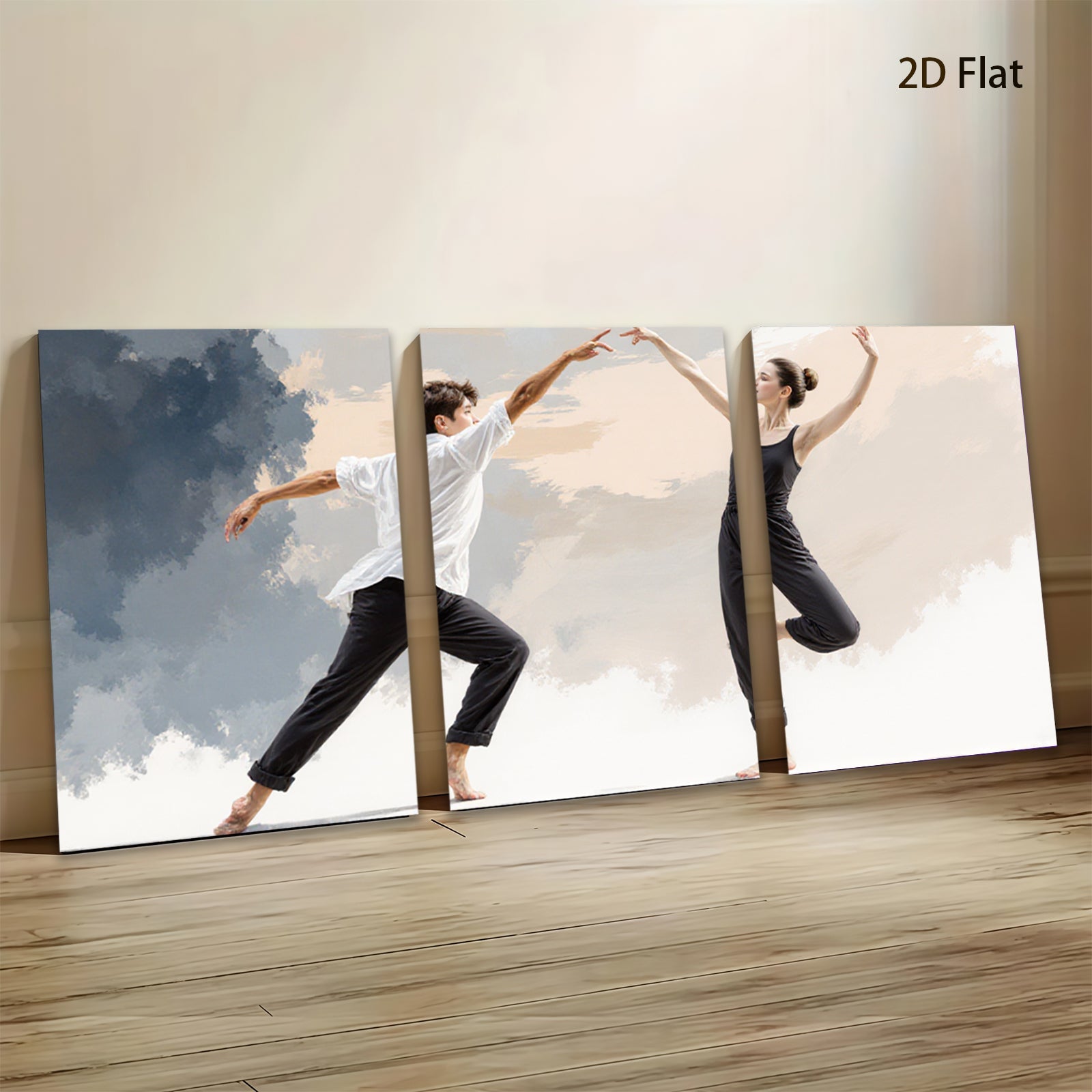 2D flat 1pc Modern Dance Duo Abstract Movement Wall Art Living Room Bedroom Decor Gallery Wrapped Canvas Prints Large Size Contemporary Home D��cor Trending Now Stylish Design