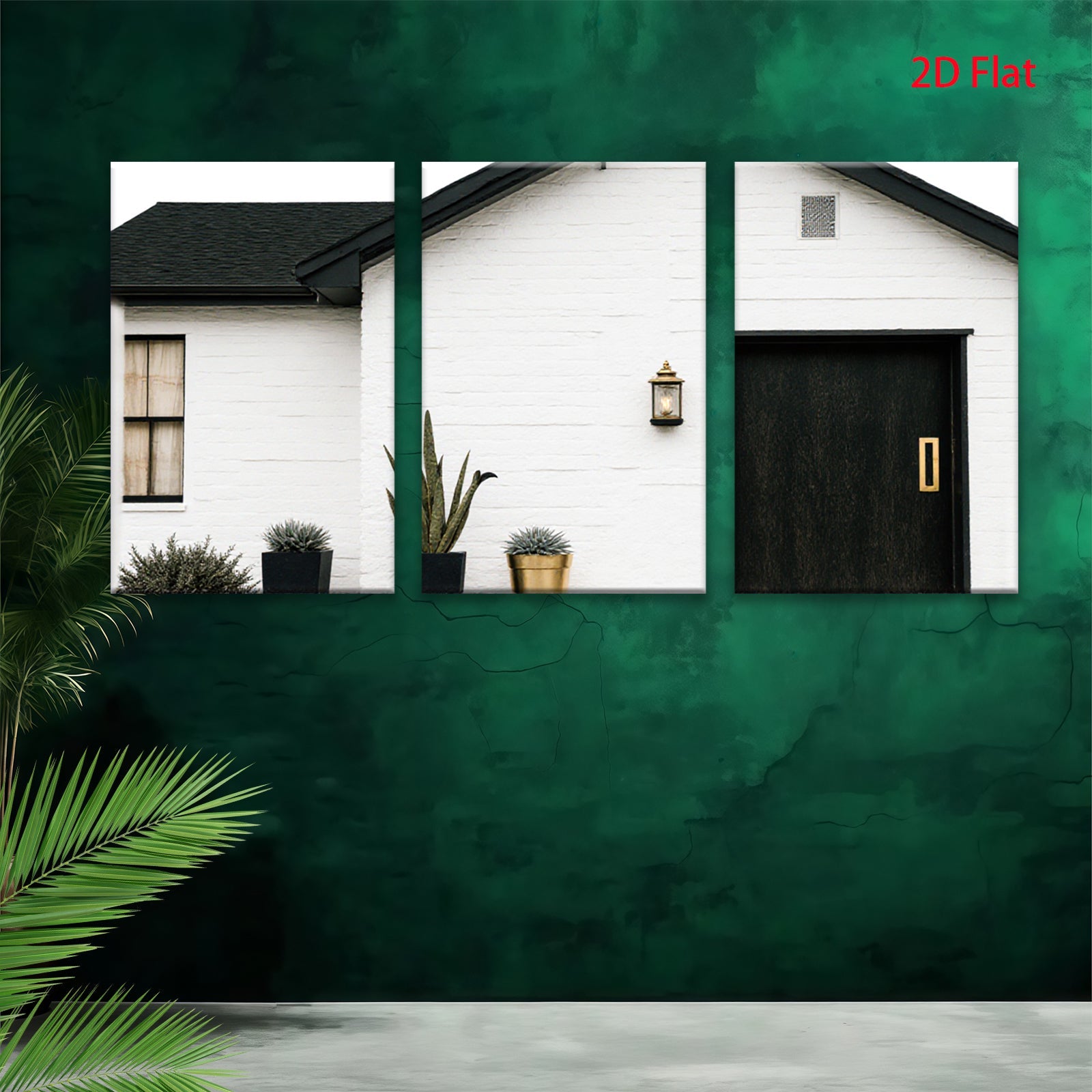 2D flat 1pc Modern Farmhouse Exterior Botanical Welcome Home Wall Art Living Room Decor Gallery Wrapped Canvas Prints for Bedroom Coastal Farmhouse Style