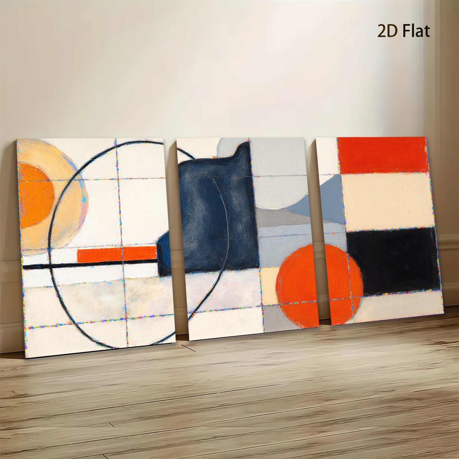 2D flat 1pc Modern Geometric Abstract Canvas Wall Art Decor Living Room Bedroom Office Gallery Wrapped Timeless Design Farmhouse Rustic Chic