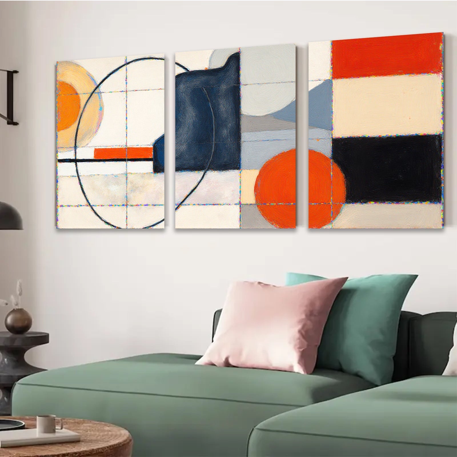 2D flat 1pc Modern Geometric Abstract Canvas Wall Art Decor Living Room Bedroom Office Gallery Wrapped Timeless Design Farmhouse Rustic Chic