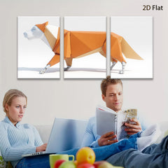 2D flat 1pc Modern Geometric Fox Wall Art Animal Canvas Print Living Room Bedroom Decor Farmhouse Style Coastal Vibes Gallery Wrapped Ready To Hang