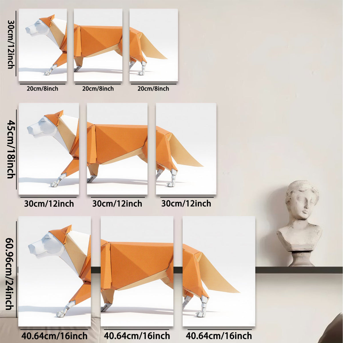 2D flat 1pc Modern Geometric Fox Wall Art Animal Canvas Print Living Room Bedroom Decor Farmhouse Style Coastal Vibes Gallery Wrapped Ready To Hang
