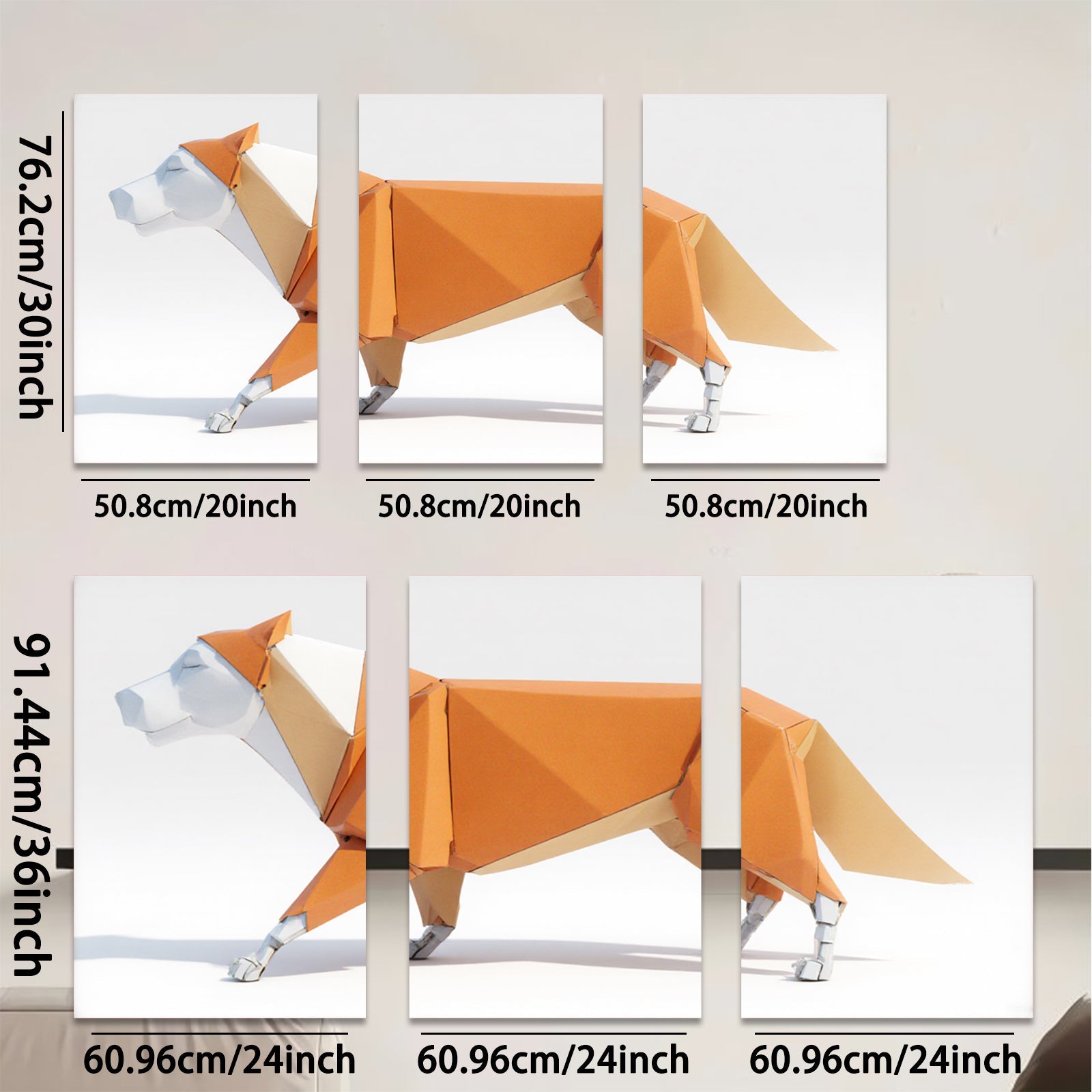 2D flat 1pc Modern Geometric Fox Wall Art Animal Canvas Print Living Room Bedroom Decor Farmhouse Style Coastal Vibes Gallery Wrapped Ready To Hang