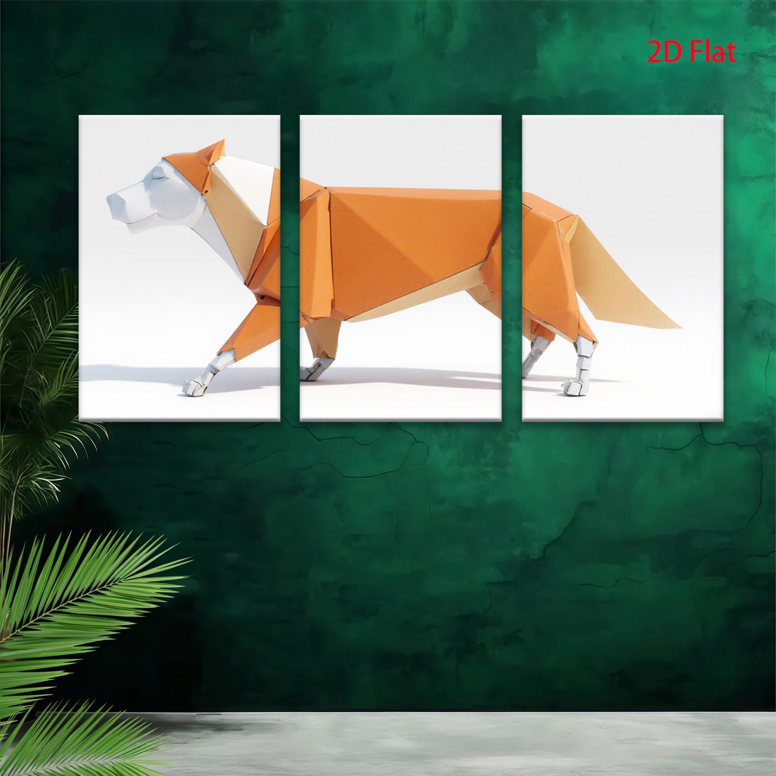 2D flat 1pc Modern Geometric Fox Wall Art Animal Canvas Print Living Room Bedroom Decor Farmhouse Style Coastal Vibes Gallery Wrapped Ready To Hang